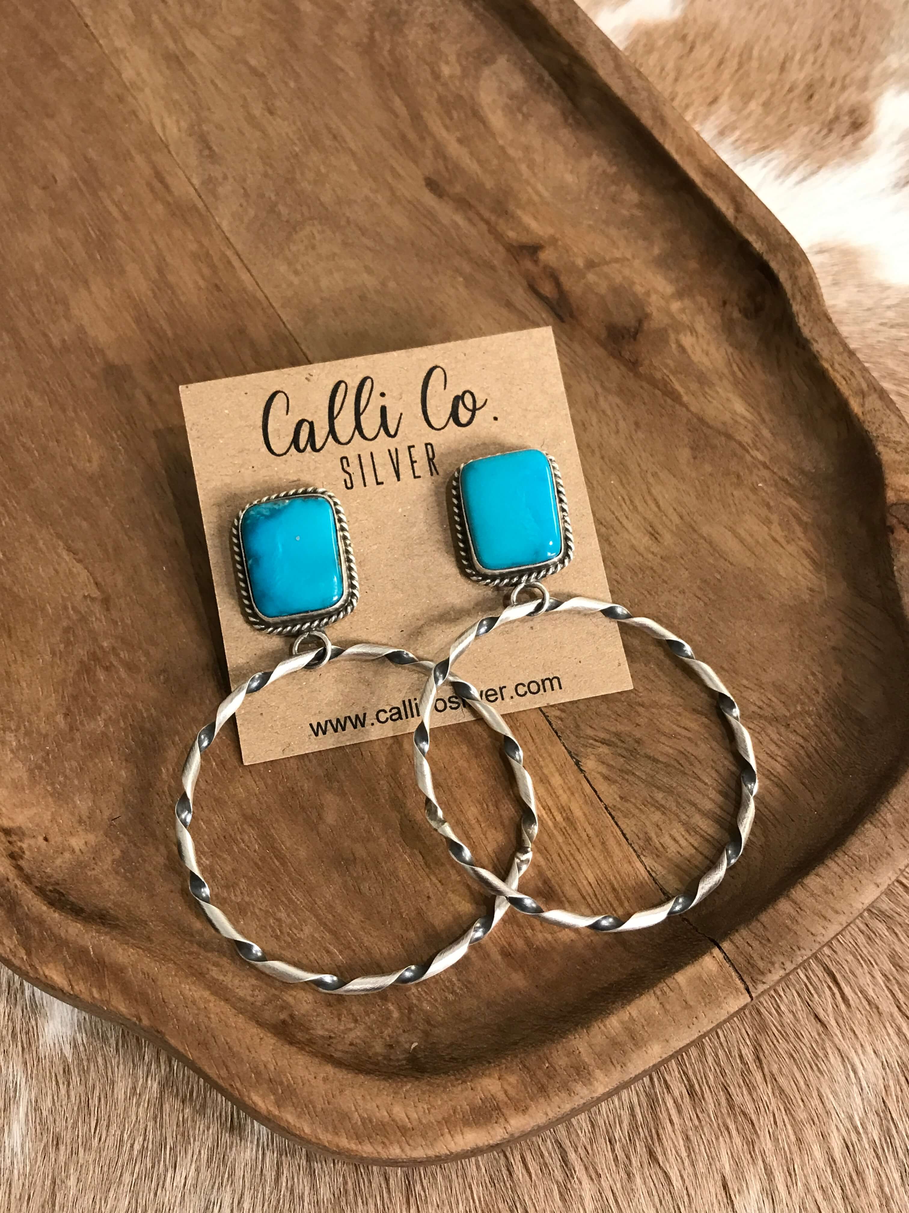 The Swain Hoop Earrings, 28-Earrings-Calli Co., Turquoise and Silver Jewelry, Native American Handmade, Zuni Tribe, Navajo Tribe, Brock Texas