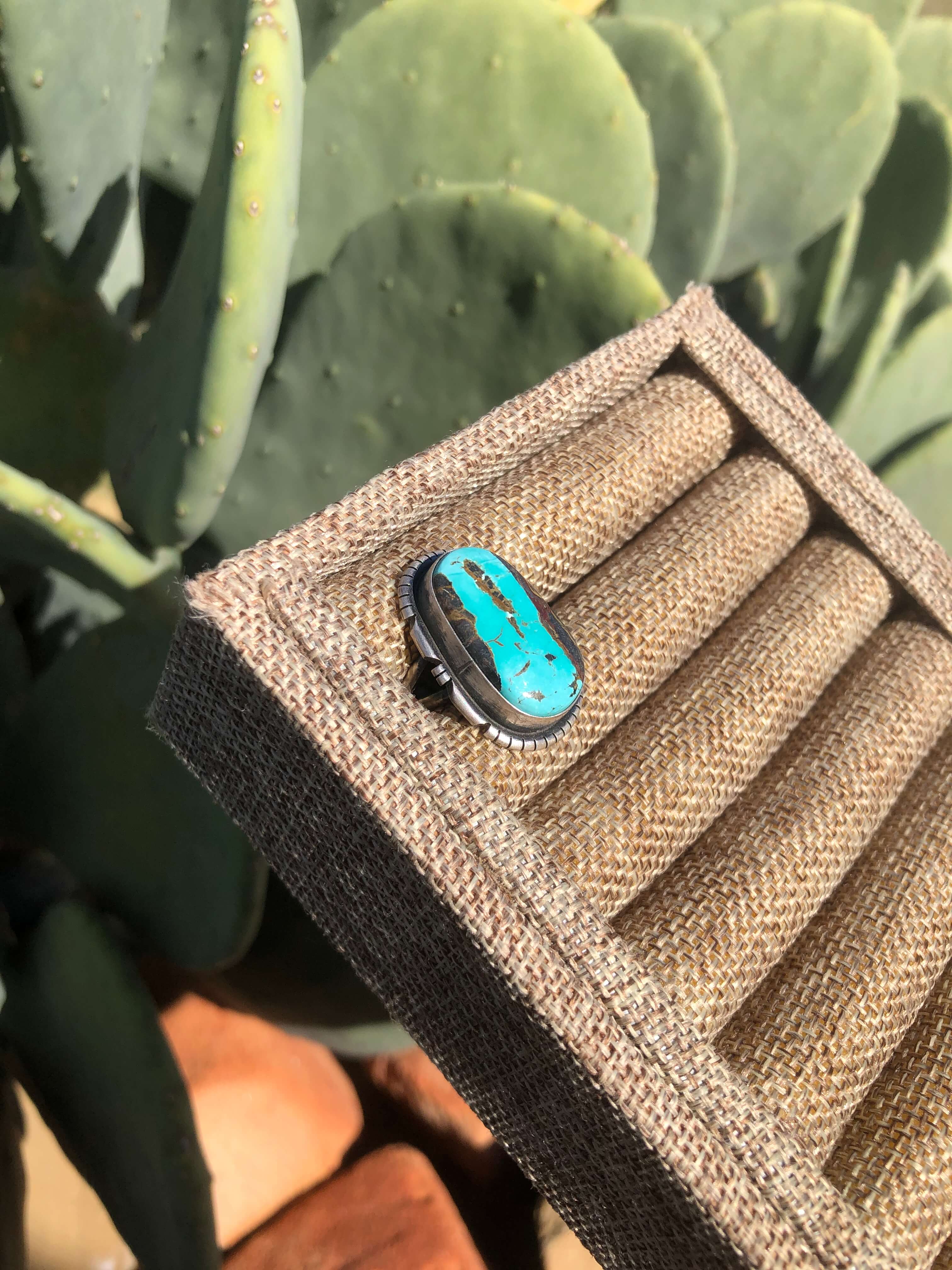 The Ridgin Ring 1, Sz 9-Rings-Calli Co., Turquoise and Silver Jewelry, Native American Handmade, Zuni Tribe, Navajo Tribe, Brock Texas