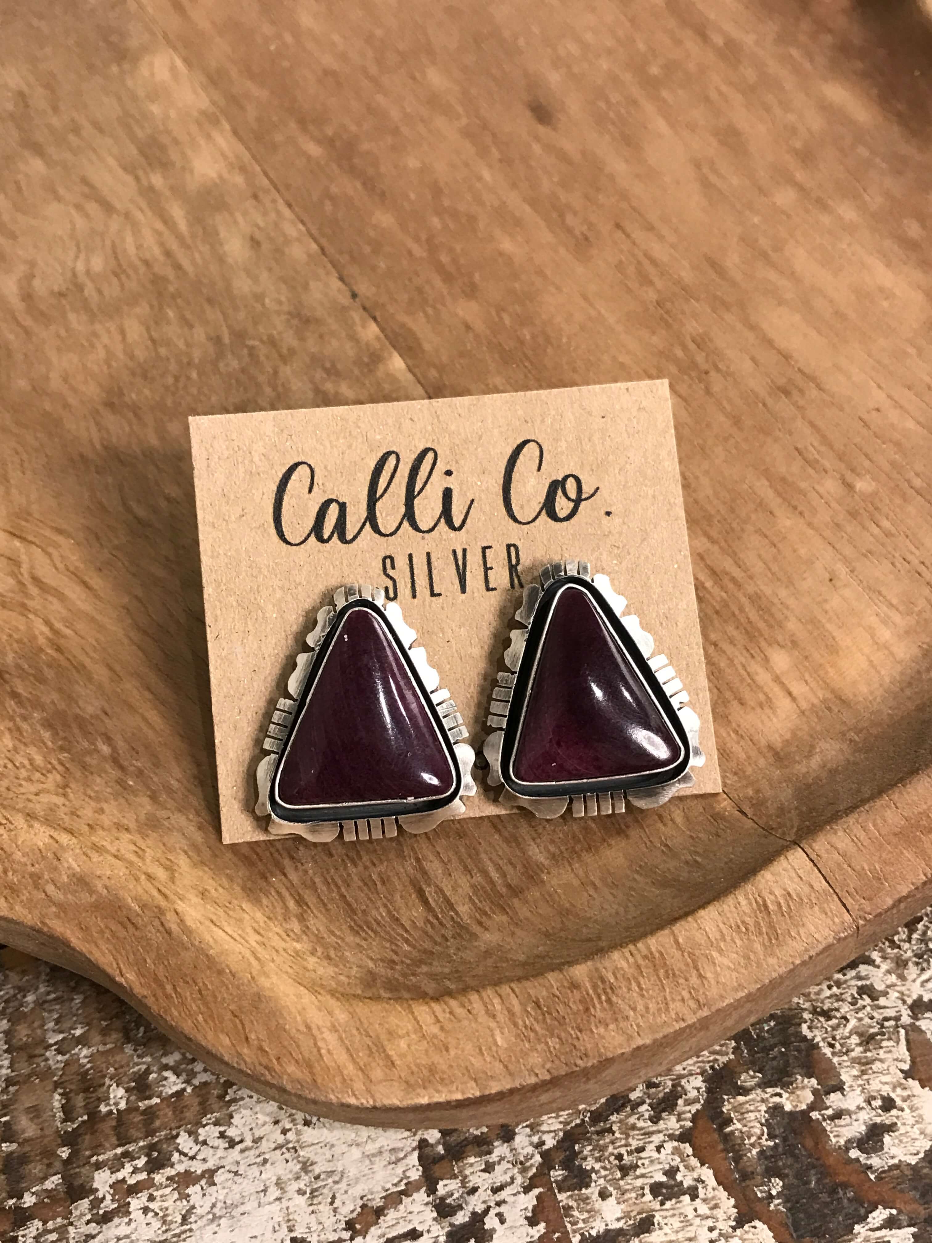 The Spiny Studs, 3-Earrings-Calli Co., Turquoise and Silver Jewelry, Native American Handmade, Zuni Tribe, Navajo Tribe, Brock Texas