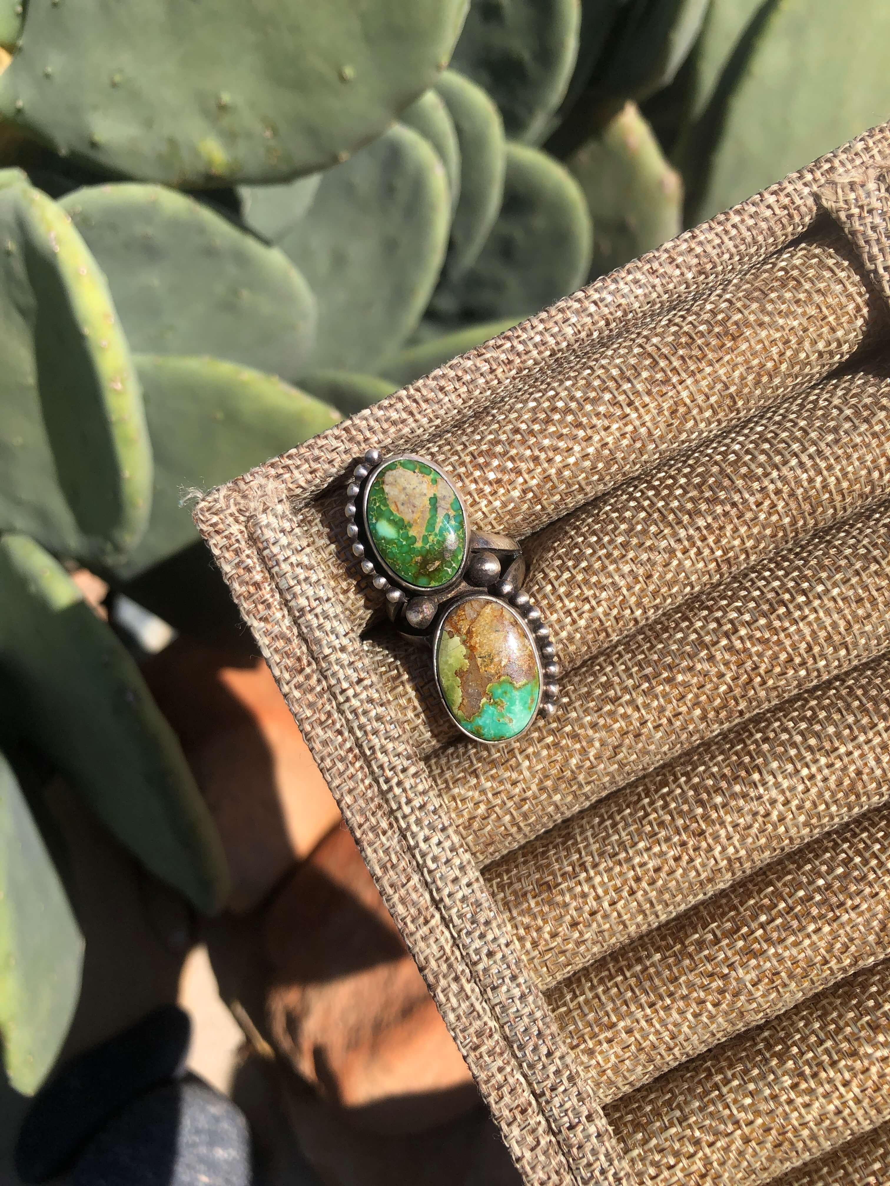 The Nelchina Ring, Sz 7.5-Rings-Calli Co., Turquoise and Silver Jewelry, Native American Handmade, Zuni Tribe, Navajo Tribe, Brock Texas