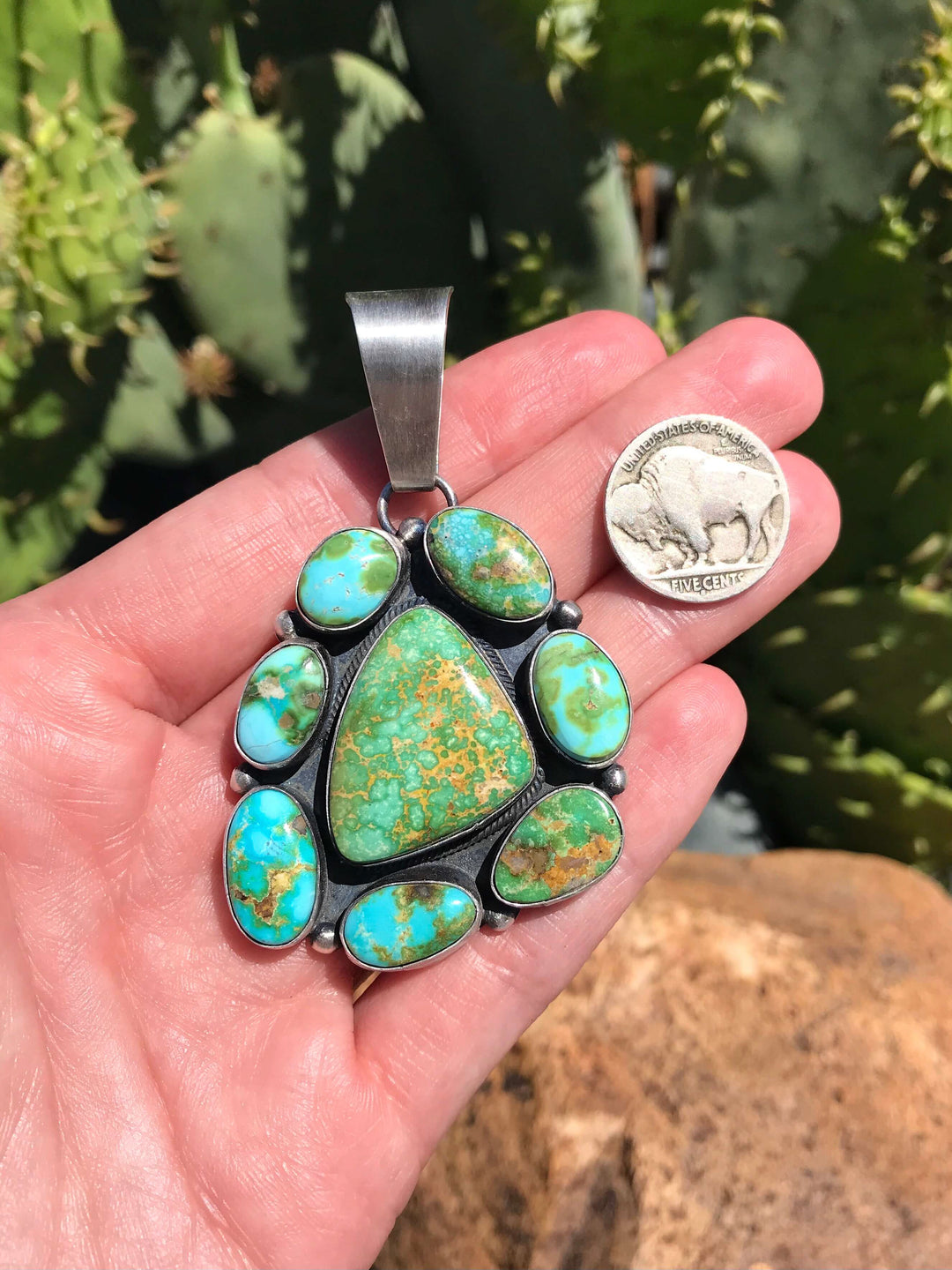The Stockton Pendant-Pendants-Calli Co., Turquoise and Silver Jewelry, Native American Handmade, Zuni Tribe, Navajo Tribe, Brock Texas