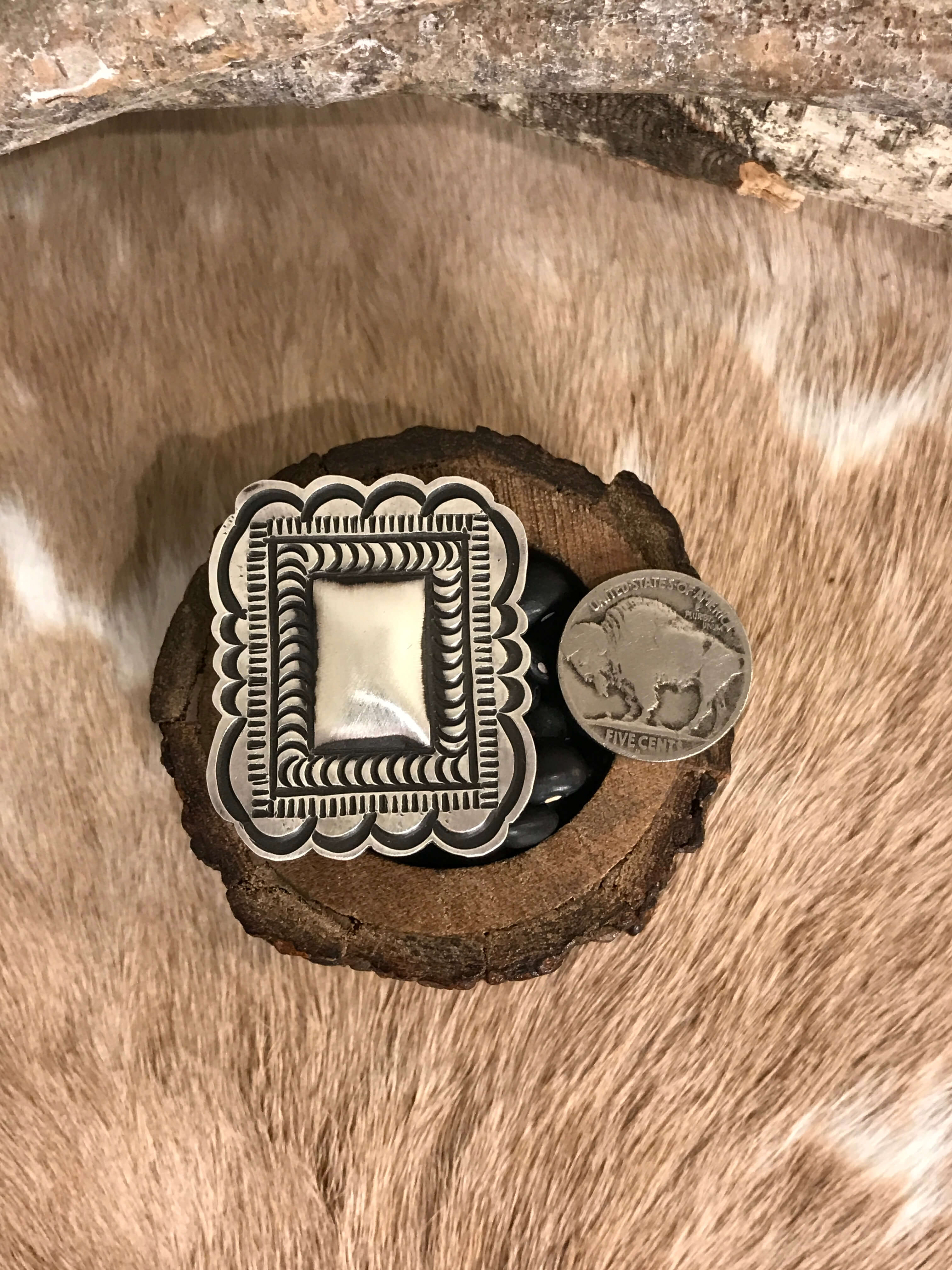 The El Rito Adjustable Concho Ring, 2-Rings-Calli Co., Turquoise and Silver Jewelry, Native American Handmade, Zuni Tribe, Navajo Tribe, Brock Texas