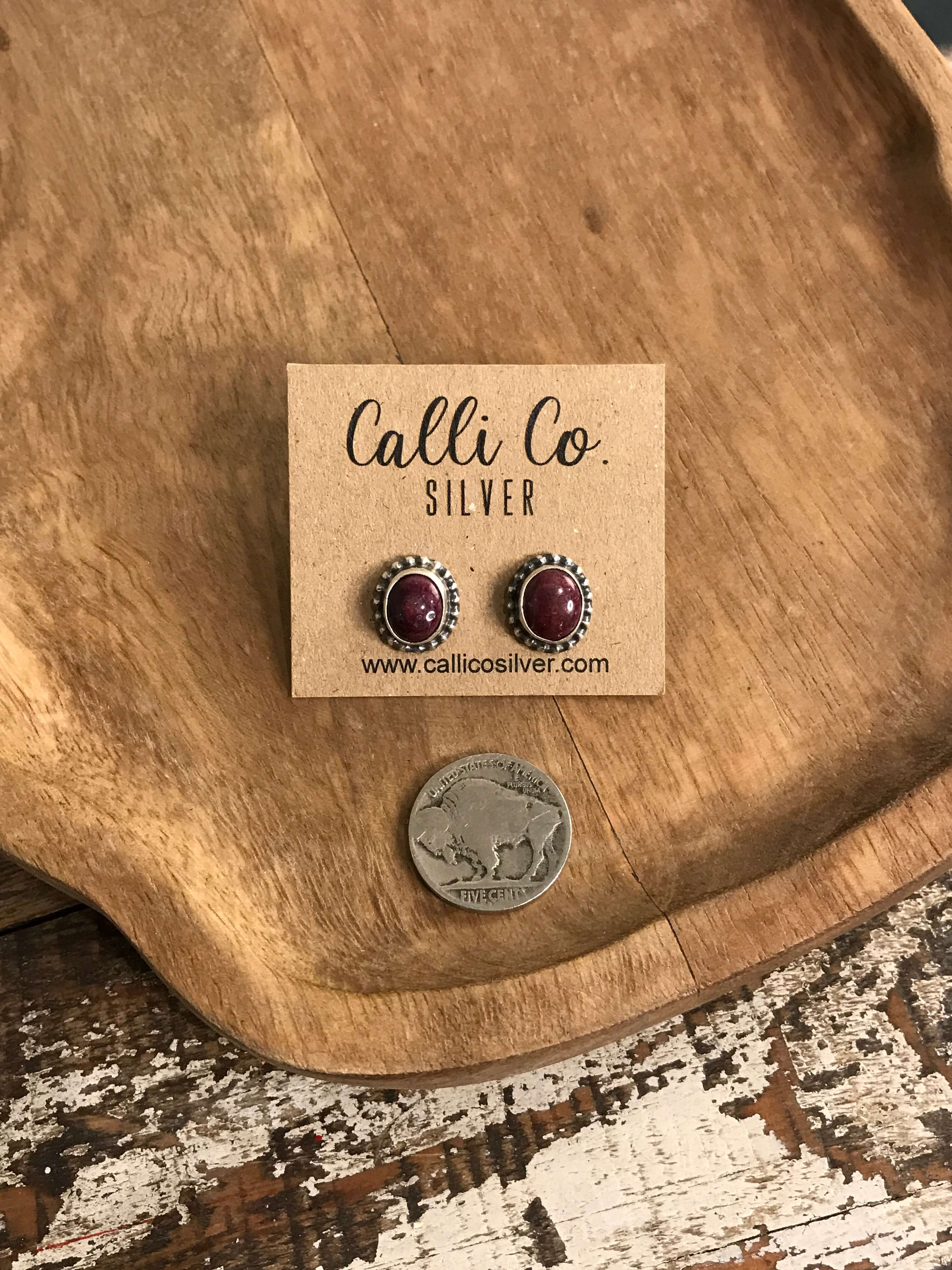 The Spiny Studs, 9-Earrings-Calli Co., Turquoise and Silver Jewelry, Native American Handmade, Zuni Tribe, Navajo Tribe, Brock Texas
