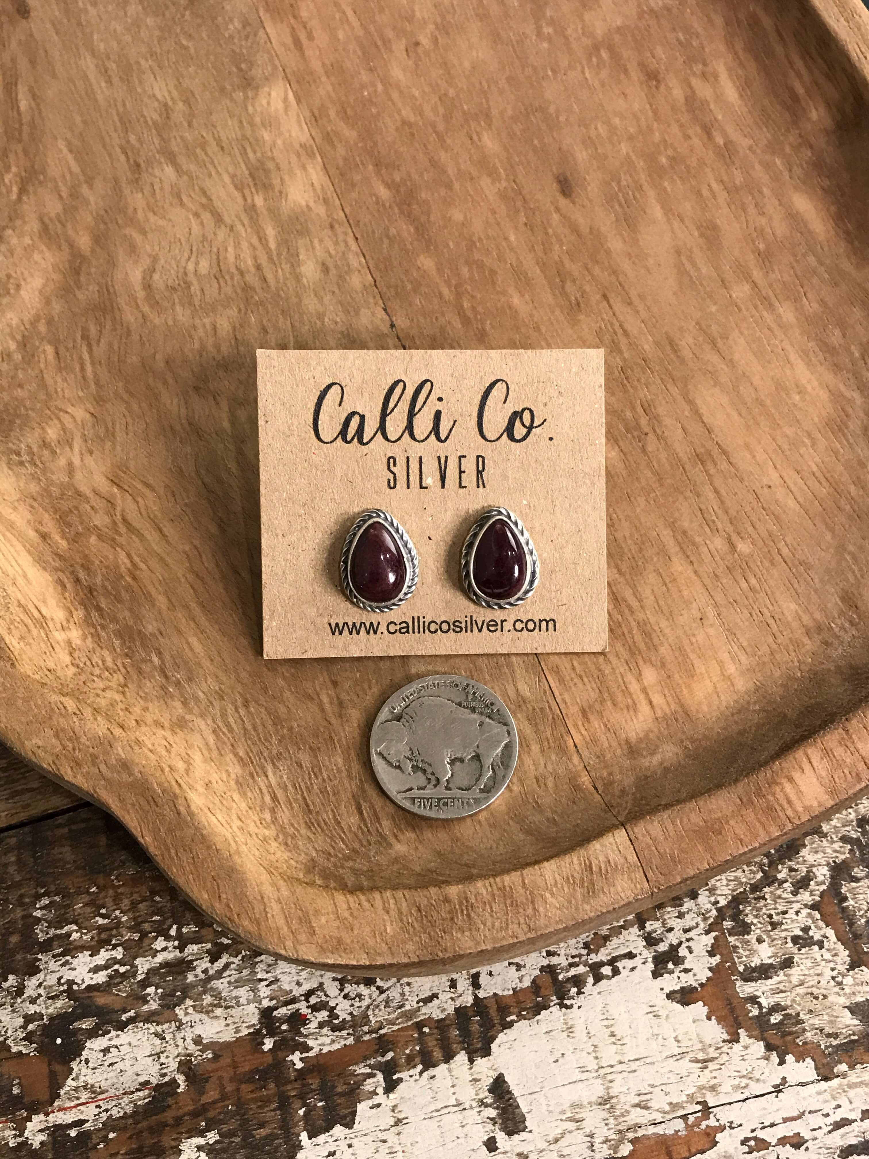 The Spiny Studs, 5-Earrings-Calli Co., Turquoise and Silver Jewelry, Native American Handmade, Zuni Tribe, Navajo Tribe, Brock Texas