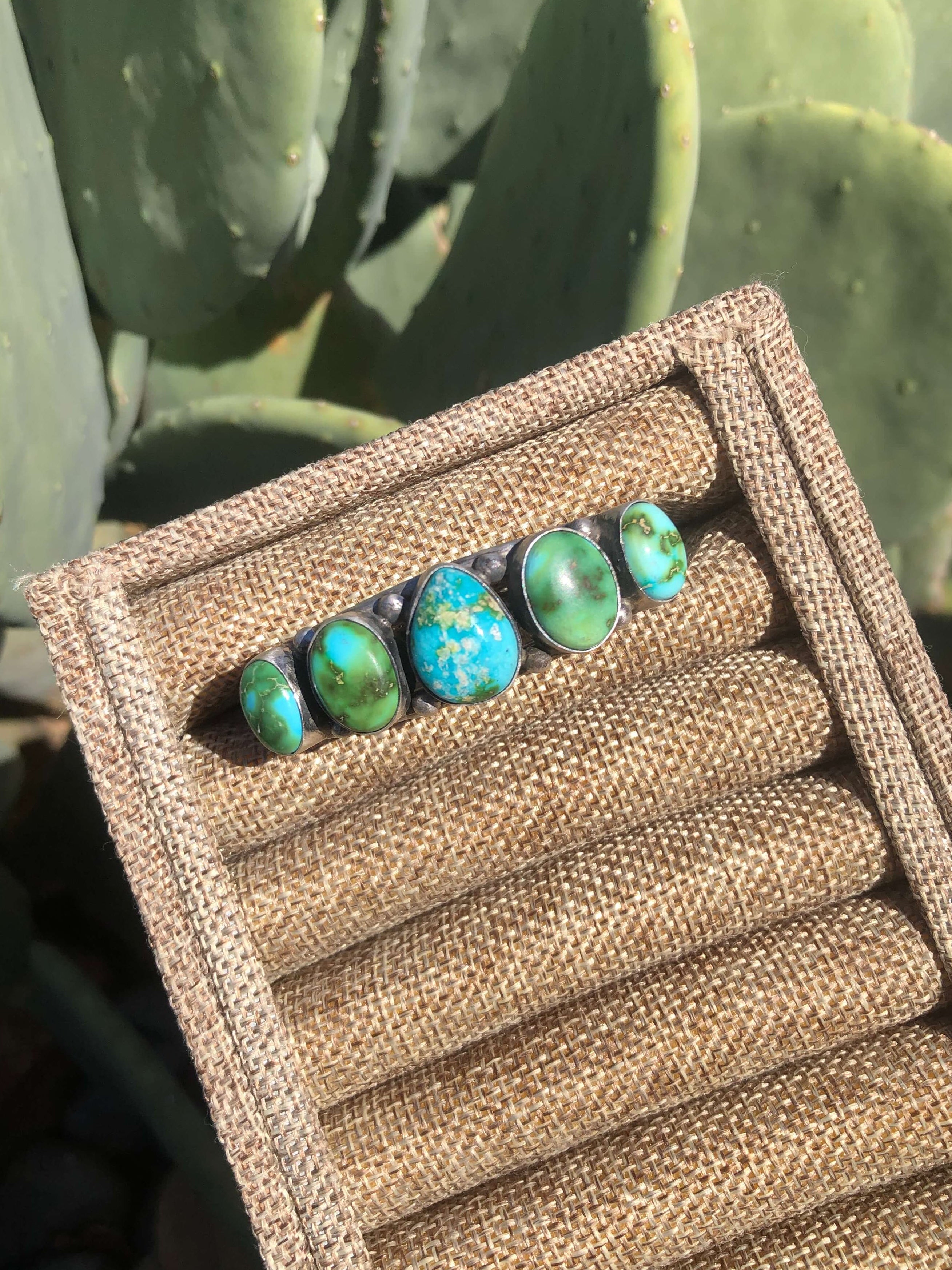 The 5 Stone Turquoise Cuff, 2-Bracelets & Cuffs-Calli Co., Turquoise and Silver Jewelry, Native American Handmade, Zuni Tribe, Navajo Tribe, Brock Texas