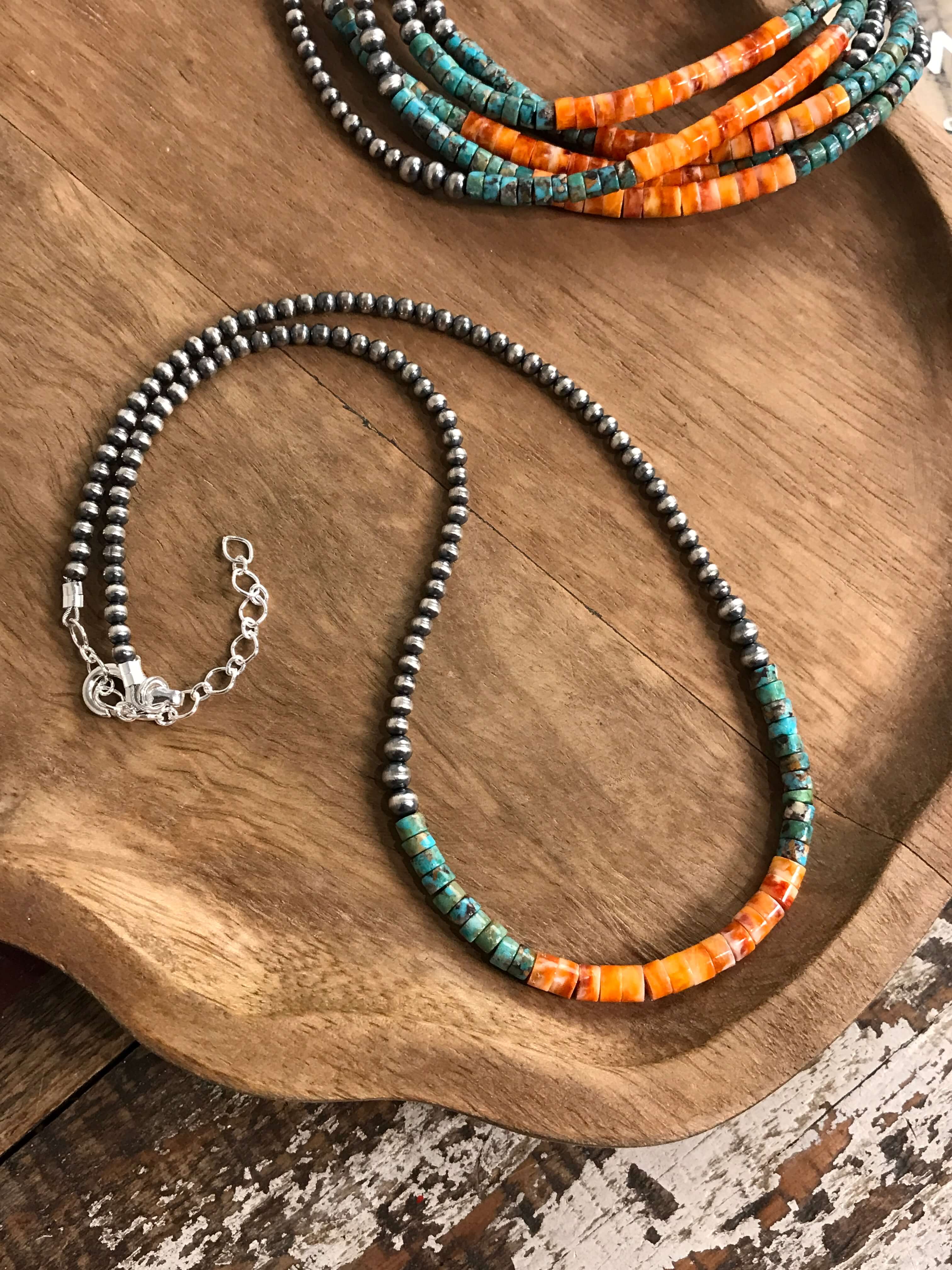 The Albany Necklace-Necklaces-Calli Co., Turquoise and Silver Jewelry, Native American Handmade, Zuni Tribe, Navajo Tribe, Brock Texas