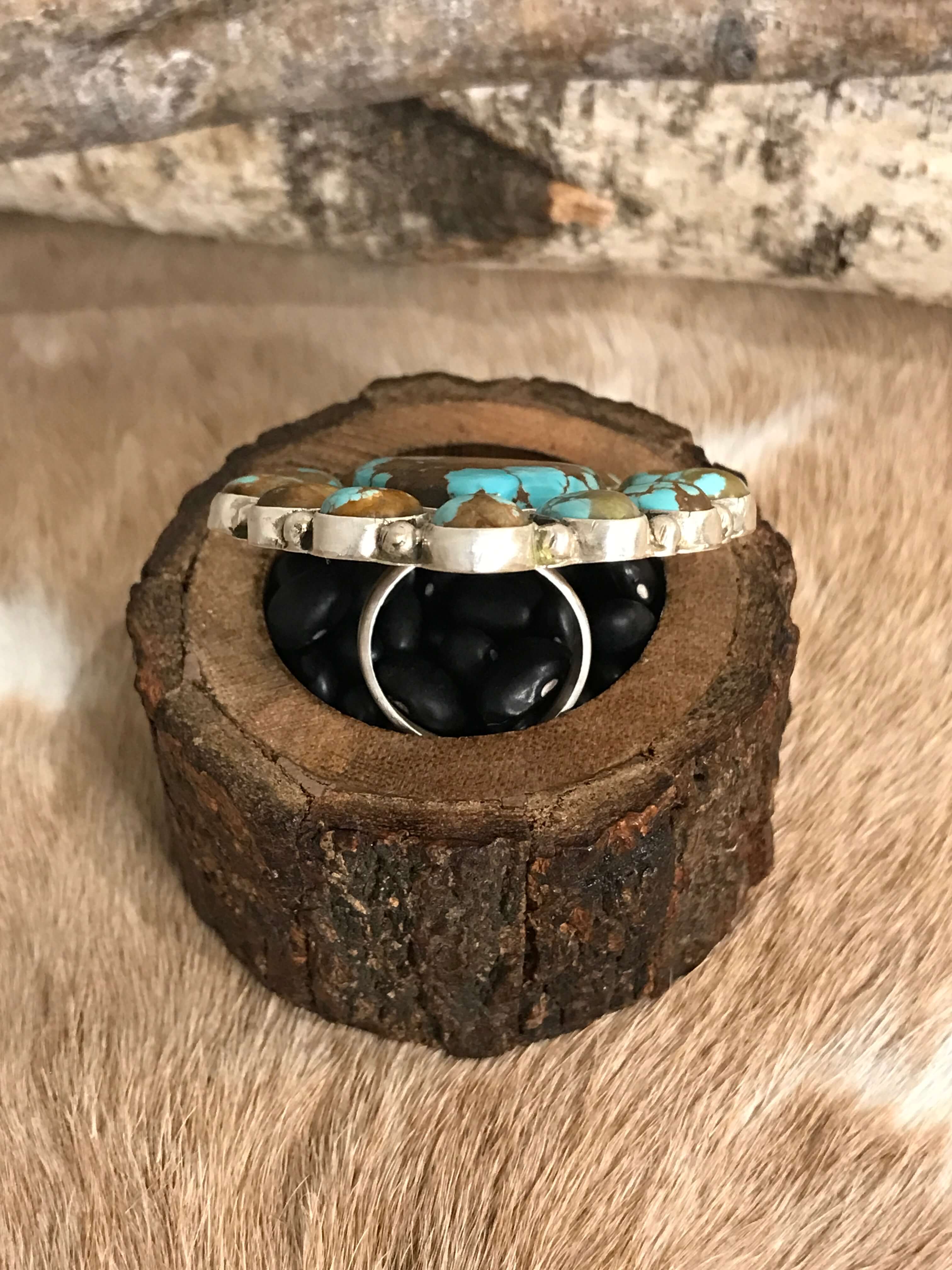 The Wildland Adjustable Ring, 2-Rings-Calli Co., Turquoise and Silver Jewelry, Native American Handmade, Zuni Tribe, Navajo Tribe, Brock Texas