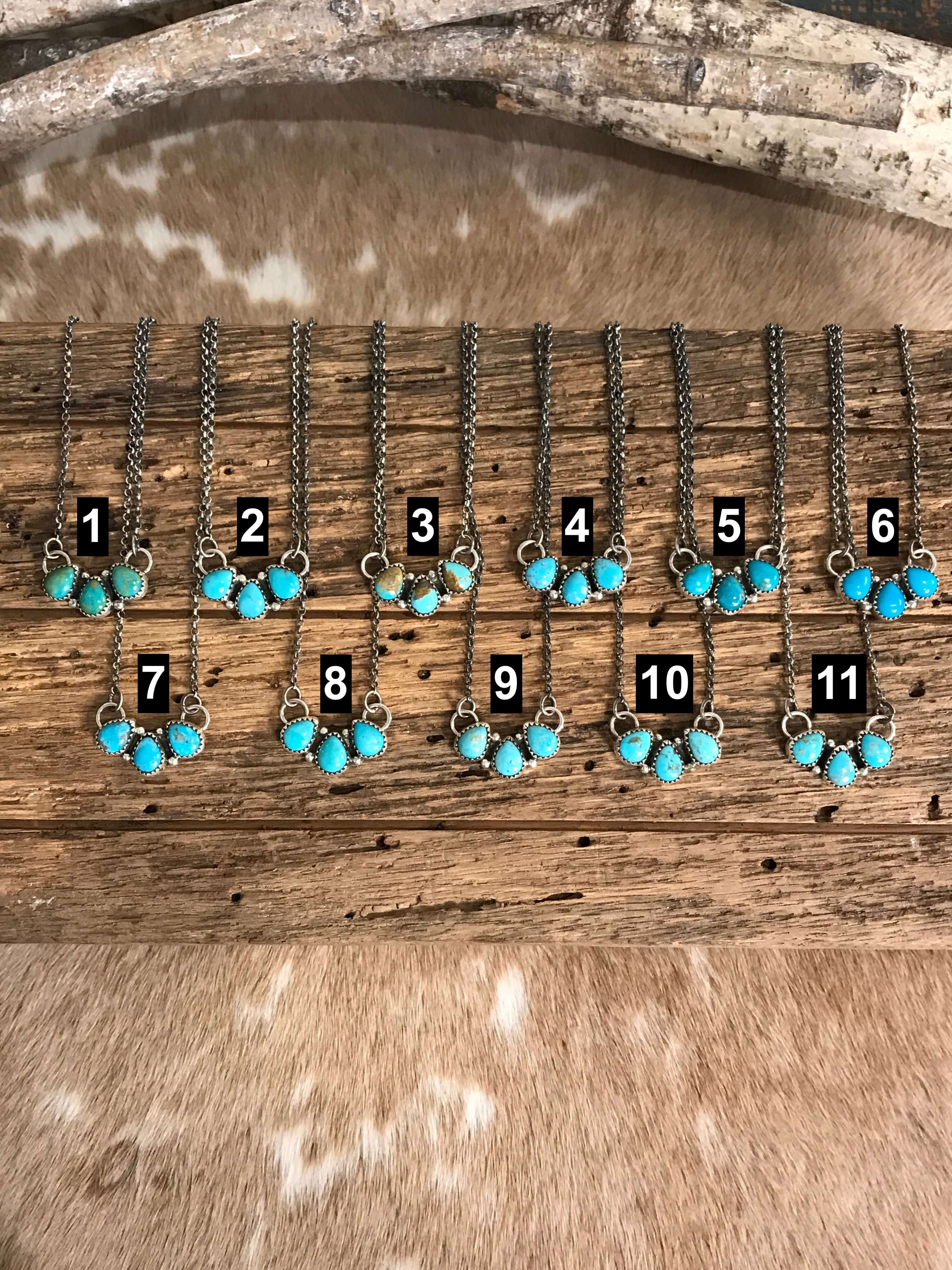 The Rexford Turquoise 3 Stone Necklaces-Necklaces-Calli Co., Turquoise and Silver Jewelry, Native American Handmade, Zuni Tribe, Navajo Tribe, Brock Texas