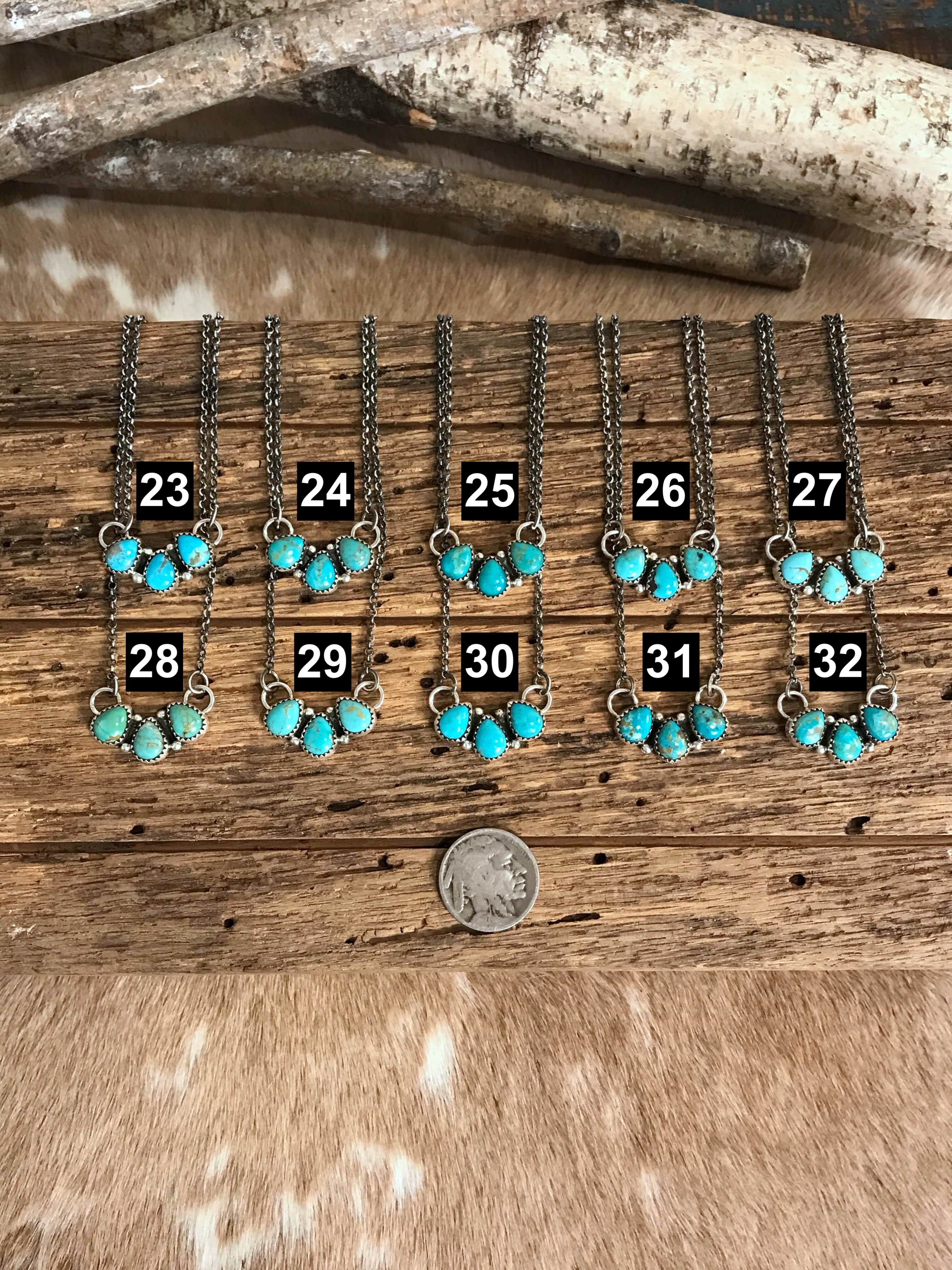 The Rexford Turquoise 3 Stone Necklaces-Necklaces-Calli Co., Turquoise and Silver Jewelry, Native American Handmade, Zuni Tribe, Navajo Tribe, Brock Texas