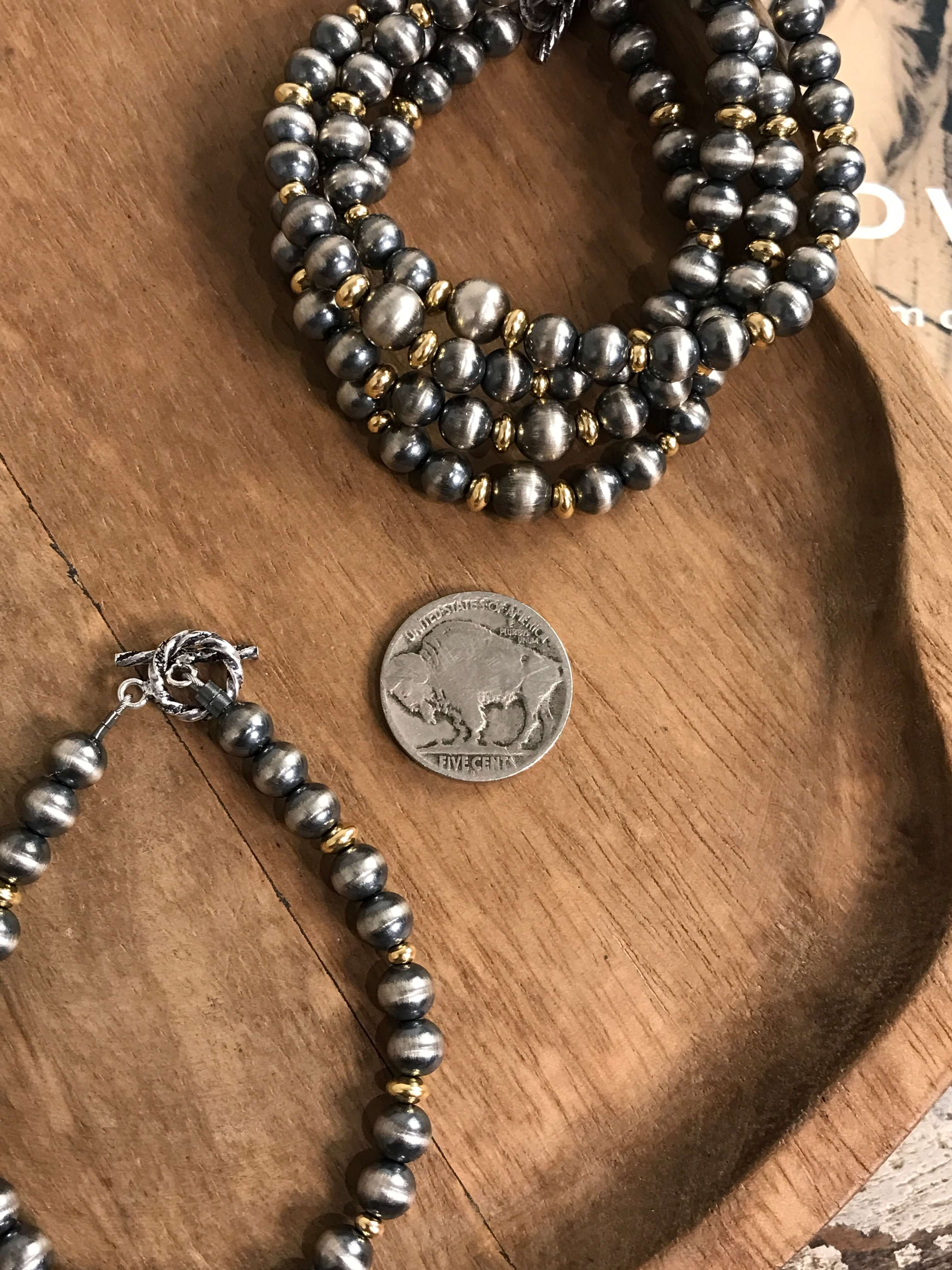 The Renner Gold + Pearl Bracelet-Bracelets & Cuffs-Calli Co., Turquoise and Silver Jewelry, Native American Handmade, Zuni Tribe, Navajo Tribe, Brock Texas