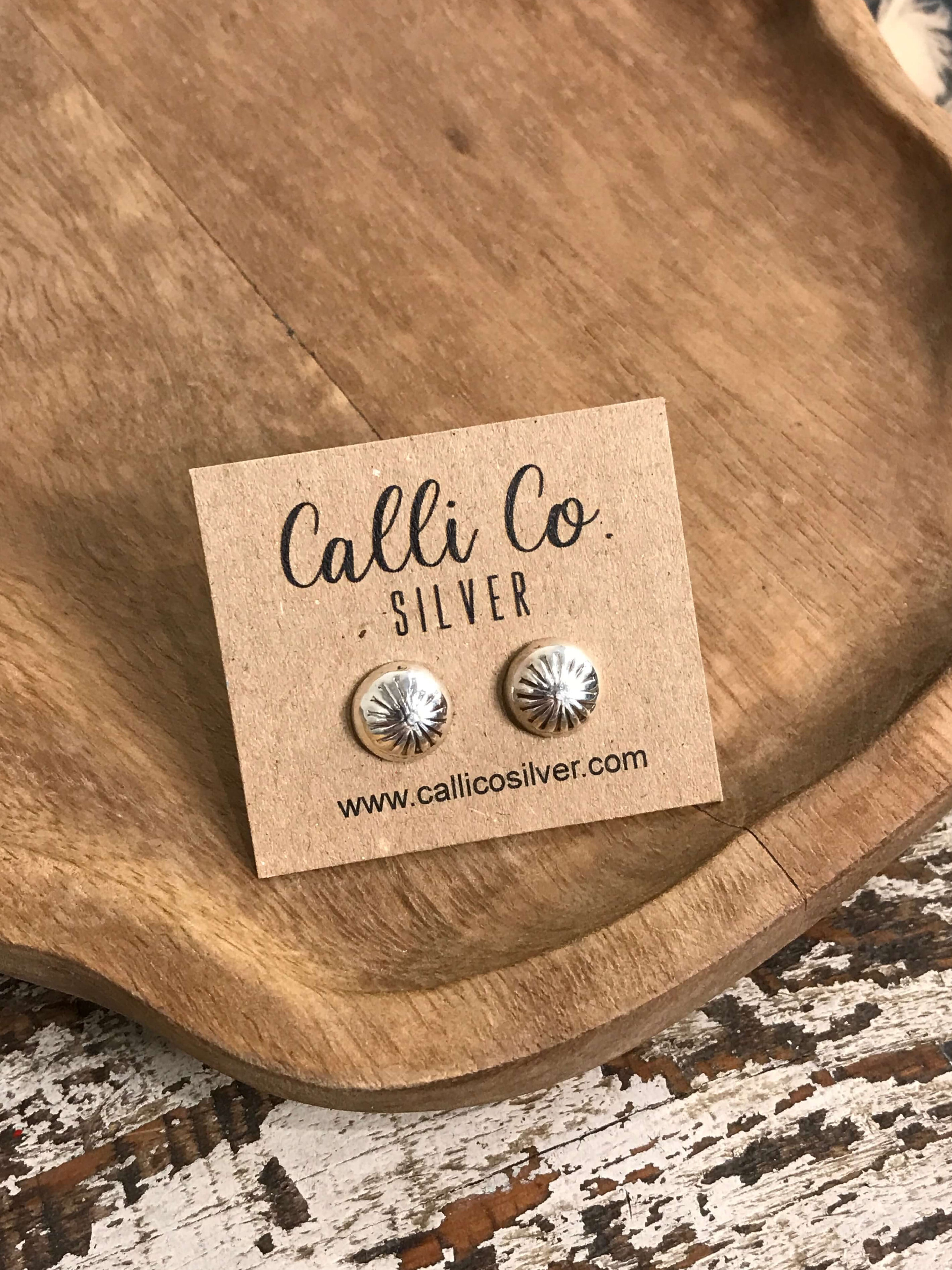 The Soraya Dome Studs-Earrings-Calli Co., Turquoise and Silver Jewelry, Native American Handmade, Zuni Tribe, Navajo Tribe, Brock Texas