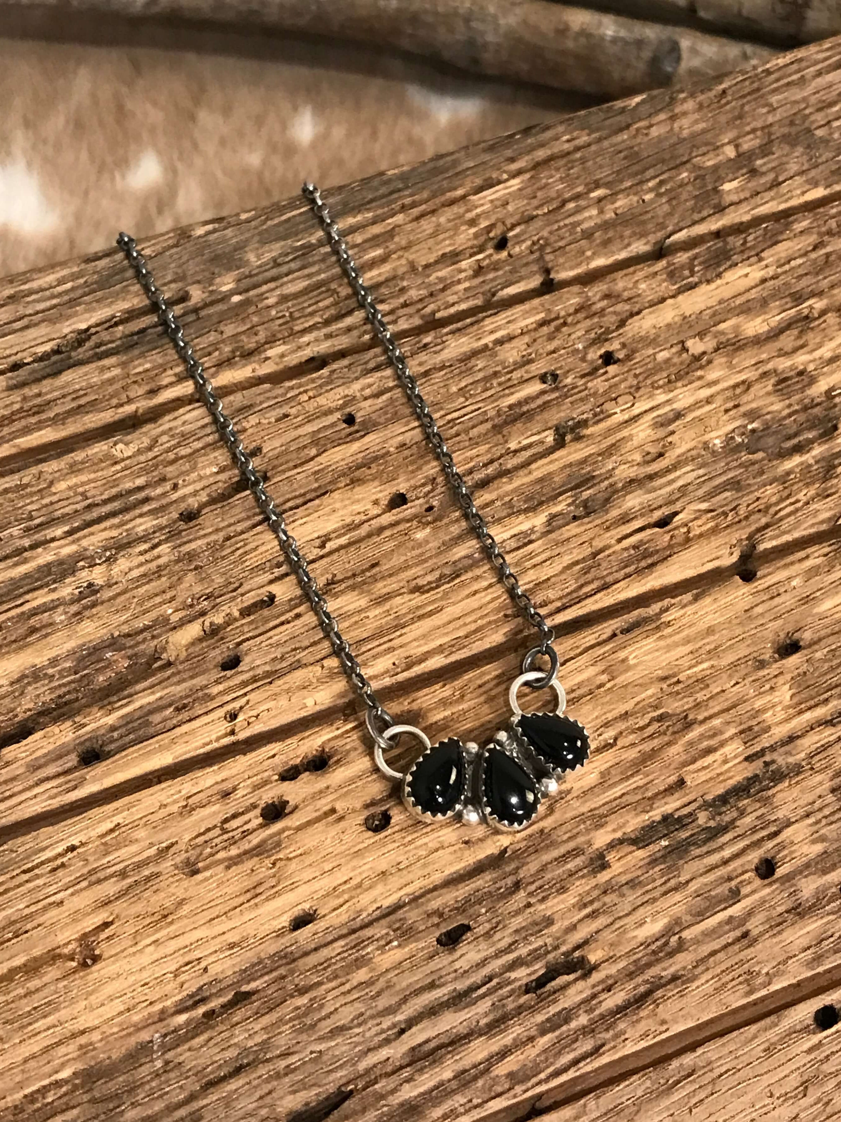 The Rexford Onyx 3 Stone Necklaces – Calli Co. Silver