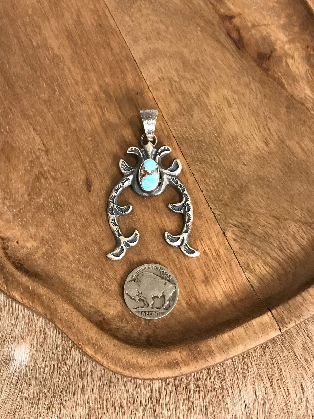 The Sioux Naja Pendant, 21-Pendants-Calli Co., Turquoise and Silver Jewelry, Native American Handmade, Zuni Tribe, Navajo Tribe, Brock Texas