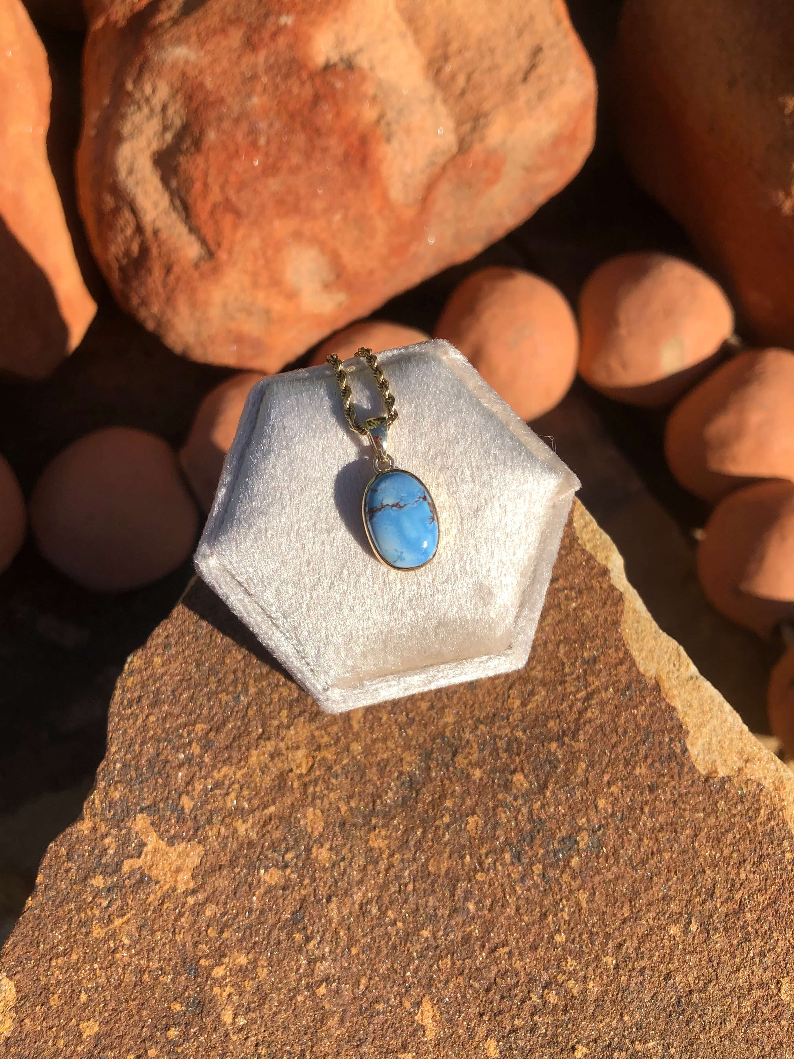 The Nordic 14k and Turquoise Pendant, 3-Pendants-Calli Co., Turquoise and Silver Jewelry, Native American Handmade, Zuni Tribe, Navajo Tribe, Brock Texas