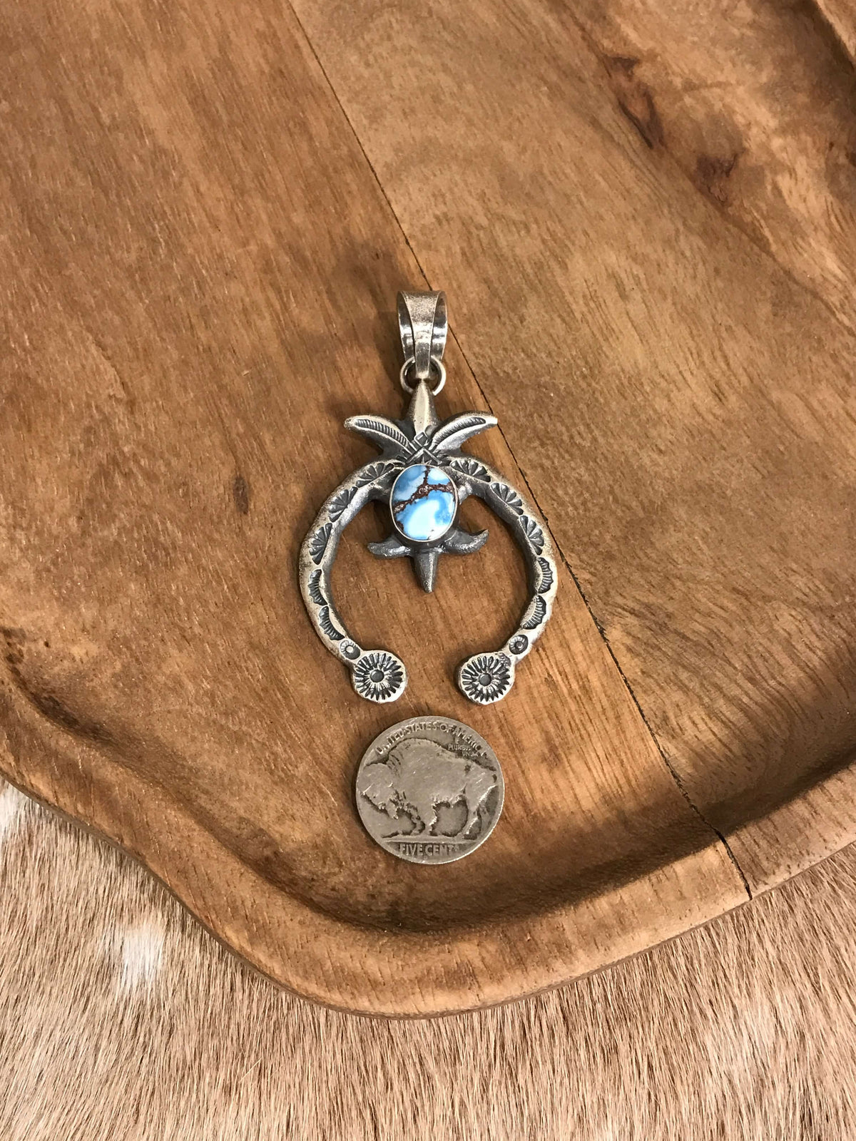 The Sioux Naja Pendant, 22-Pendants-Calli Co., Turquoise and Silver Jewelry, Native American Handmade, Zuni Tribe, Navajo Tribe, Brock Texas