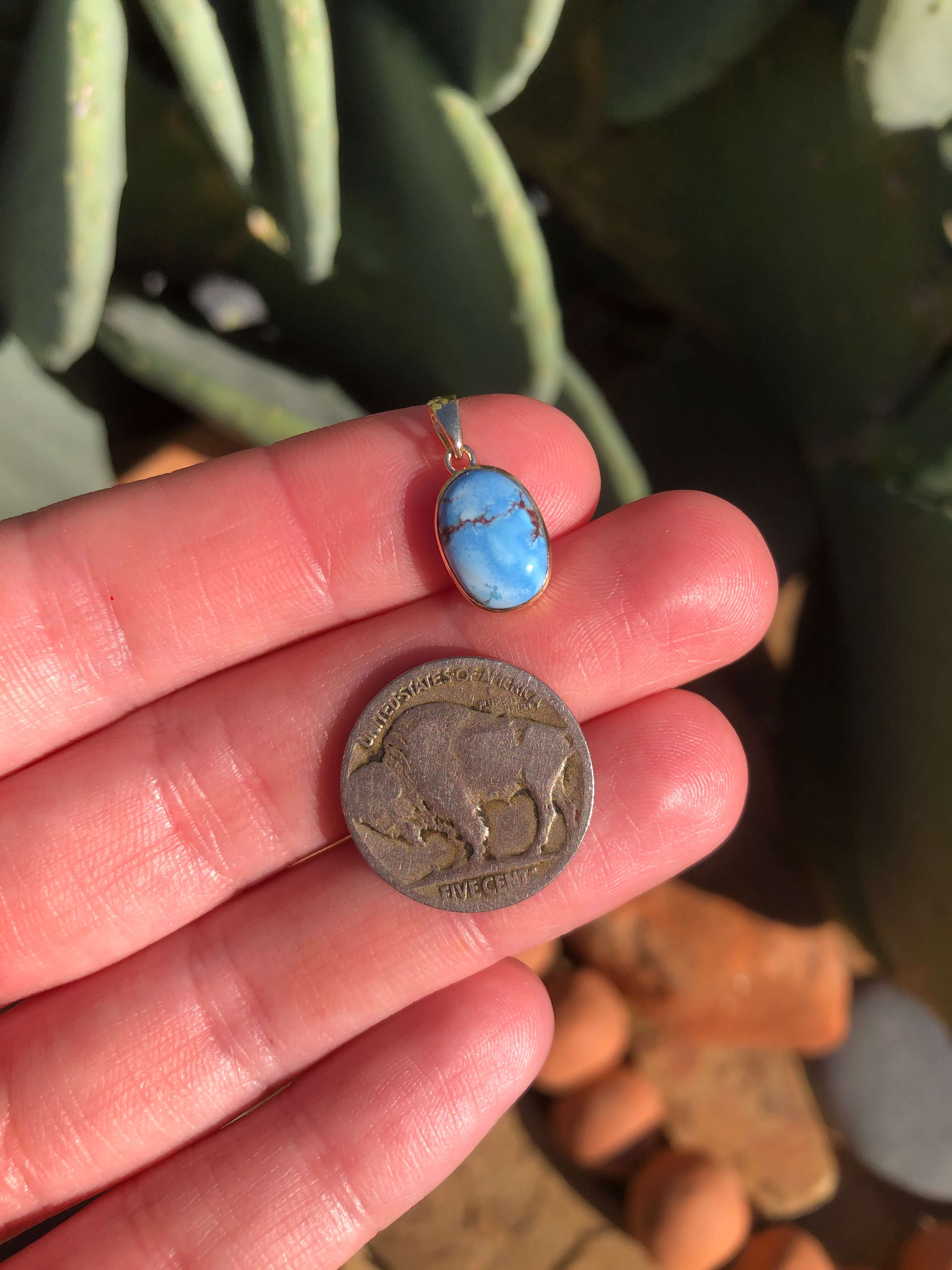 The Nordic 14k and Turquoise Pendant, 3-Pendants-Calli Co., Turquoise and Silver Jewelry, Native American Handmade, Zuni Tribe, Navajo Tribe, Brock Texas