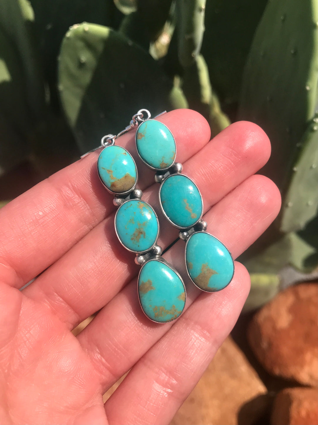 The Sierra Vista Earrings, 8-Earrings-Calli Co., Turquoise and Silver Jewelry, Native American Handmade, Zuni Tribe, Navajo Tribe, Brock Texas