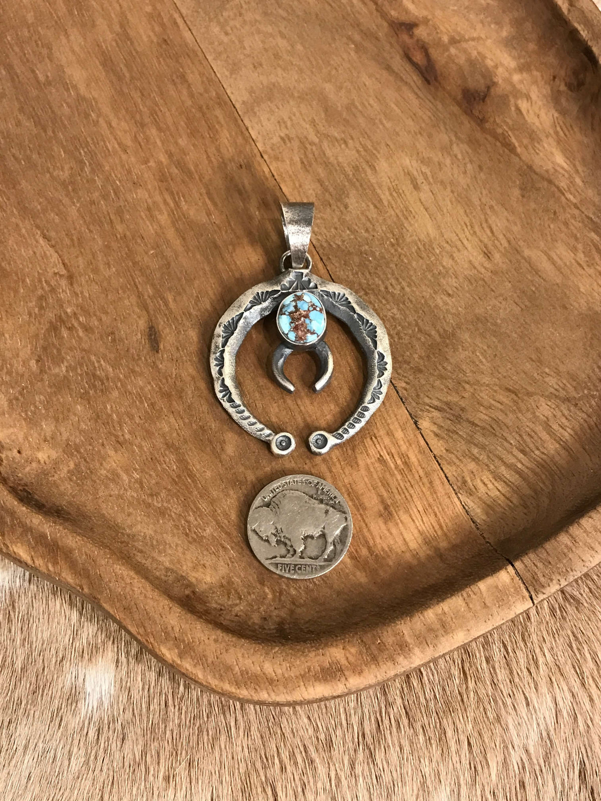 The Sioux Naja Pendant, 24-Pendants-Calli Co., Turquoise and Silver Jewelry, Native American Handmade, Zuni Tribe, Navajo Tribe, Brock Texas