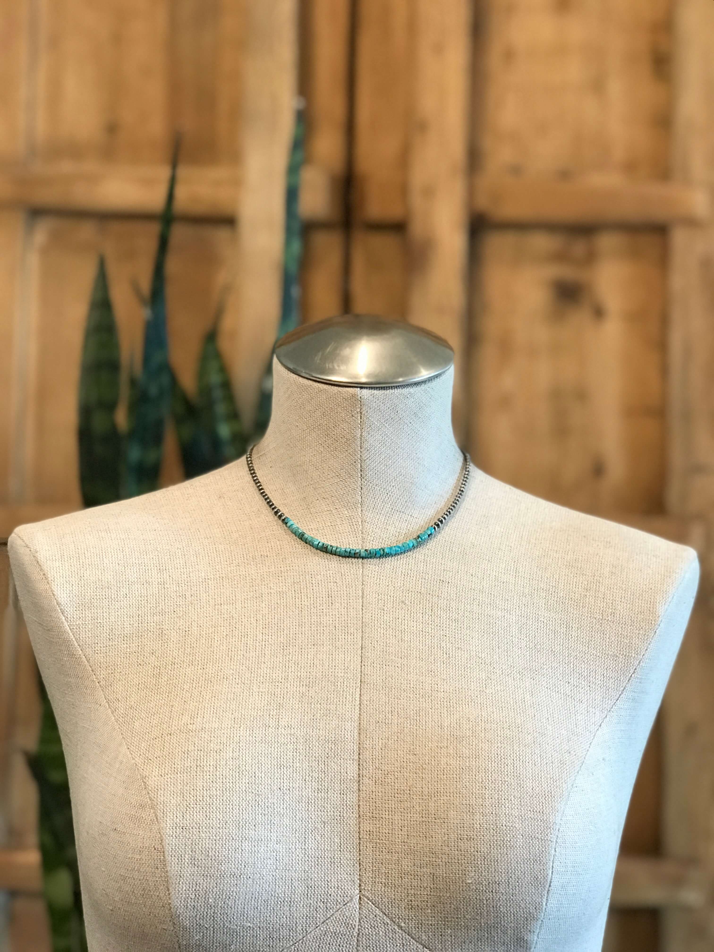 The Almont Necklace, 18"-Necklaces-Calli Co., Turquoise and Silver Jewelry, Native American Handmade, Zuni Tribe, Navajo Tribe, Brock Texas