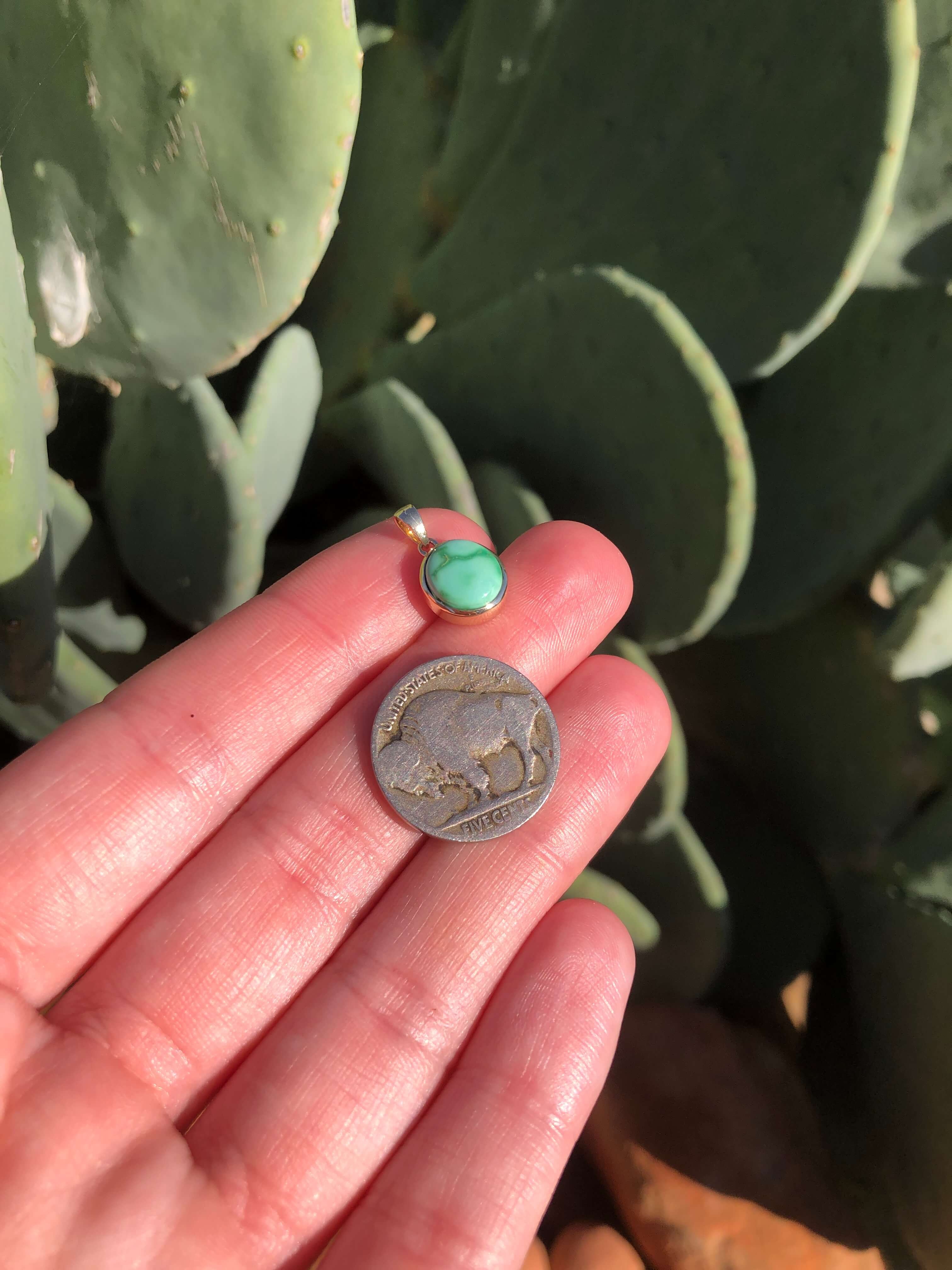 The Nordic 14k and Turquoise Pendant, 4-Pendants-Calli Co., Turquoise and Silver Jewelry, Native American Handmade, Zuni Tribe, Navajo Tribe, Brock Texas