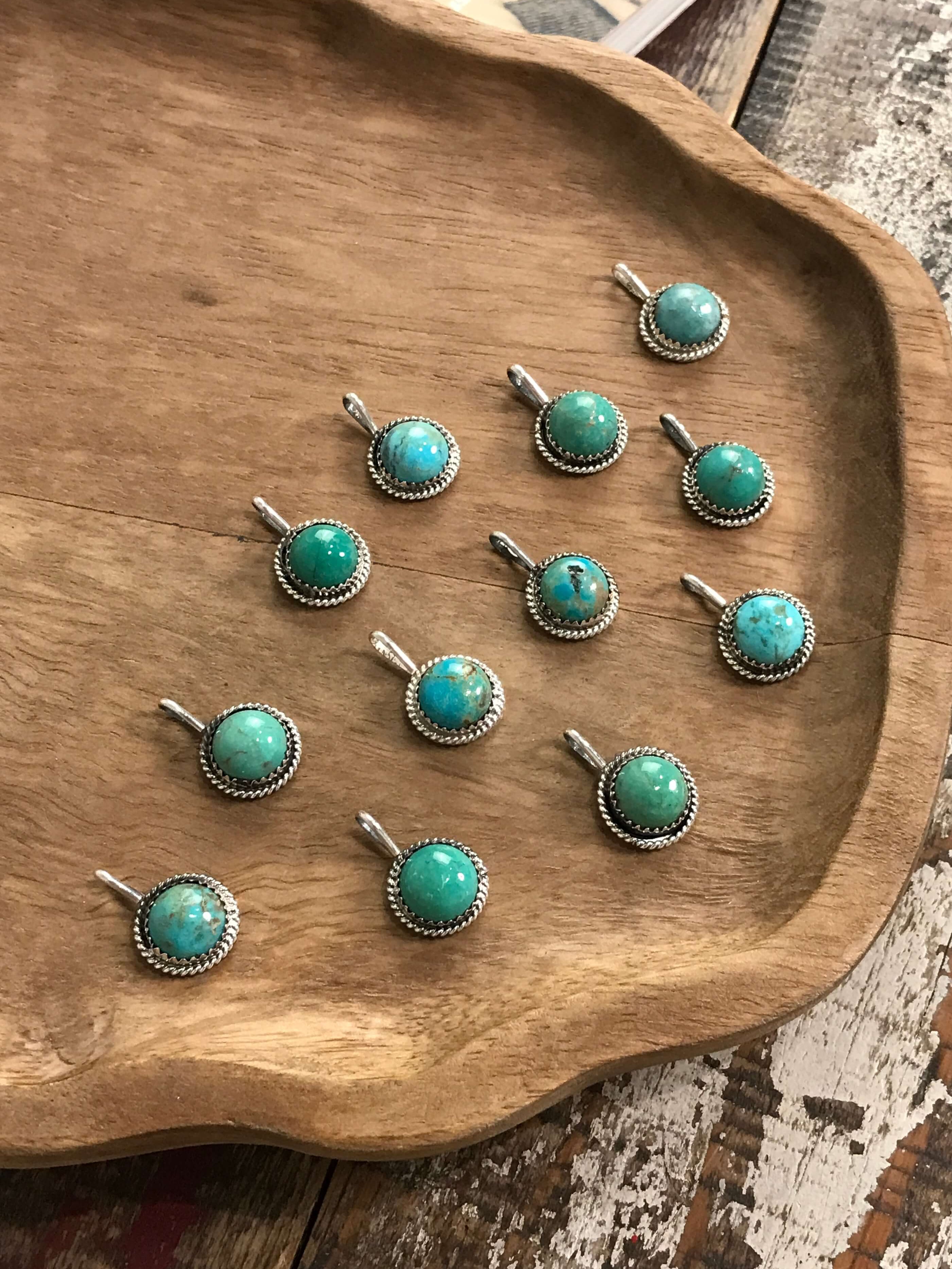 The Waynoka Green Turquoise Pendants-Pendants-Calli Co., Turquoise and Silver Jewelry, Native American Handmade, Zuni Tribe, Navajo Tribe, Brock Texas