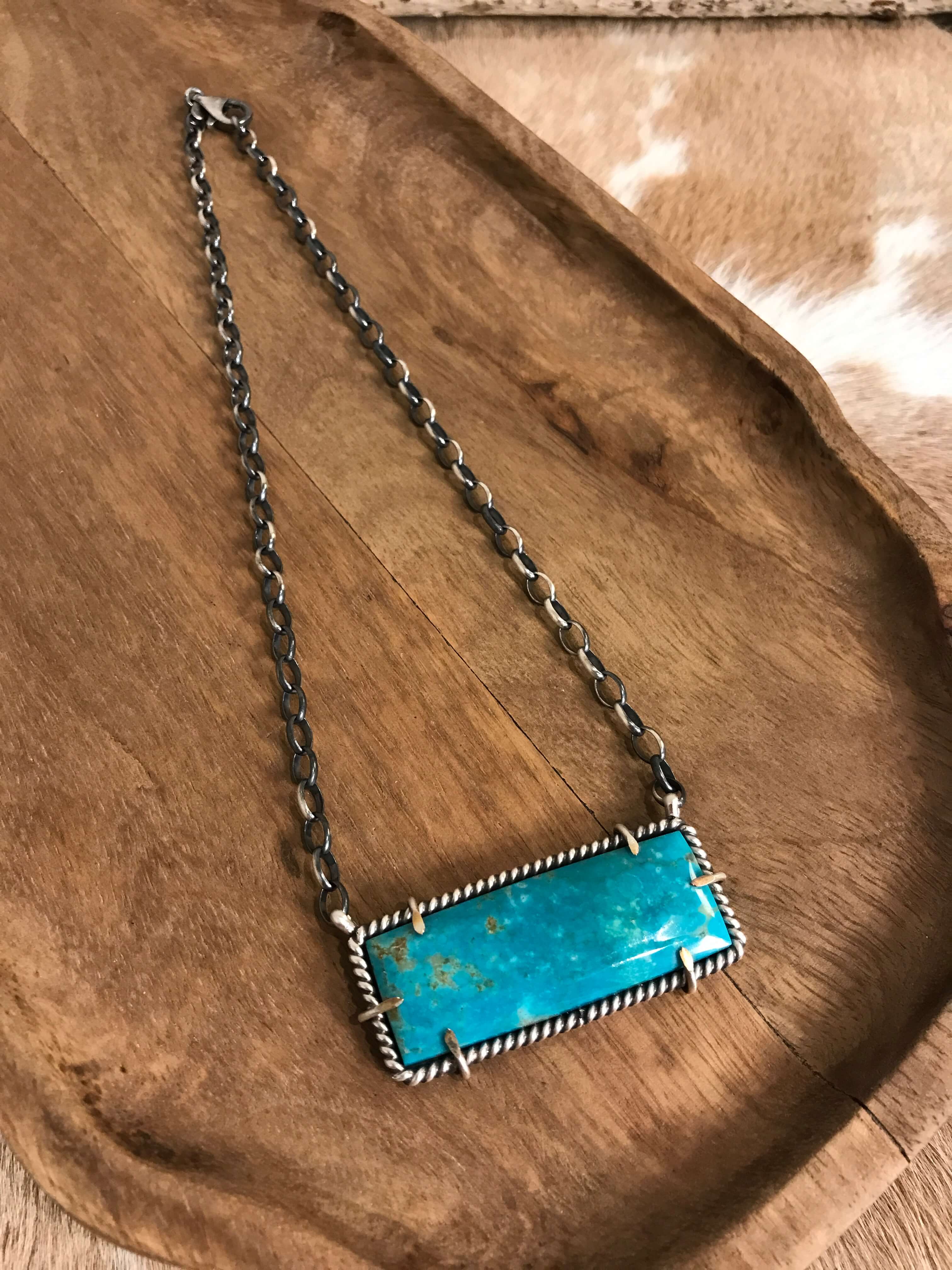The Bromley Necklace, 1-Necklaces-Calli Co., Turquoise and Silver Jewelry, Native American Handmade, Zuni Tribe, Navajo Tribe, Brock Texas