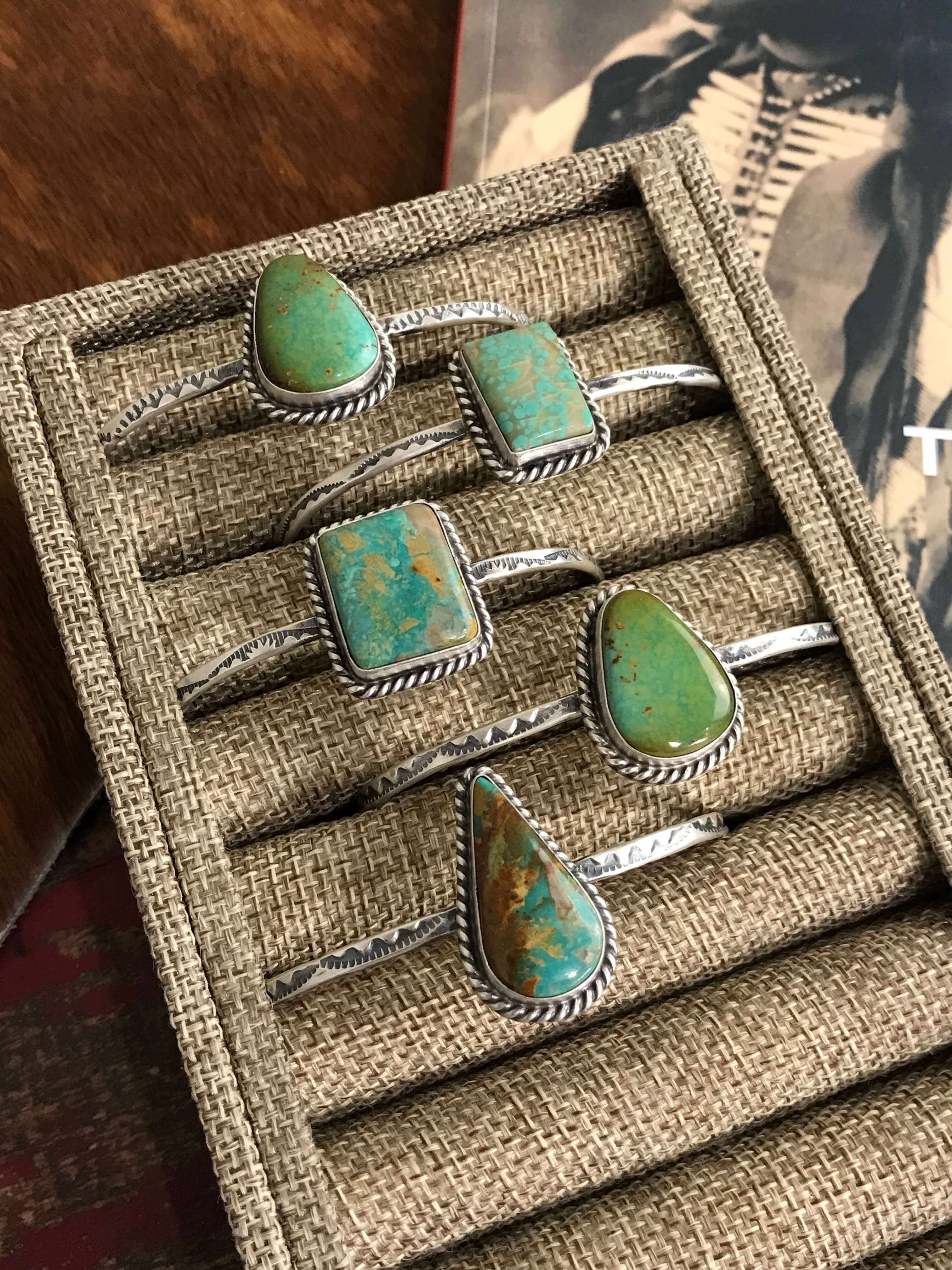 The Taos Cuffs-Bracelets & Cuffs-Calli Co., Turquoise and Silver Jewelry, Native American Handmade, Zuni Tribe, Navajo Tribe, Brock Texas