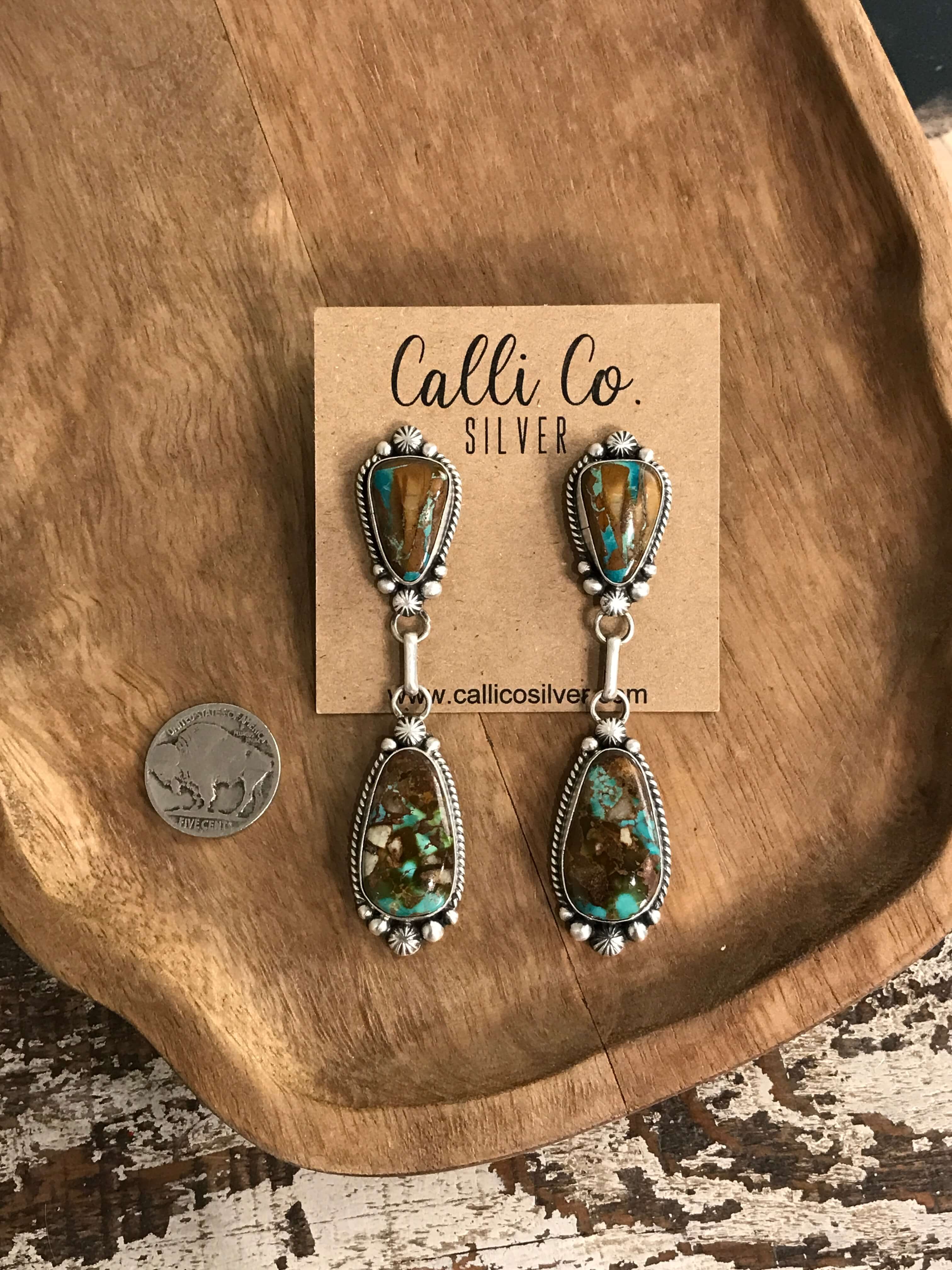 The Hemphill Lariat Necklace Set-Necklaces-Calli Co., Turquoise and Silver Jewelry, Native American Handmade, Zuni Tribe, Navajo Tribe, Brock Texas