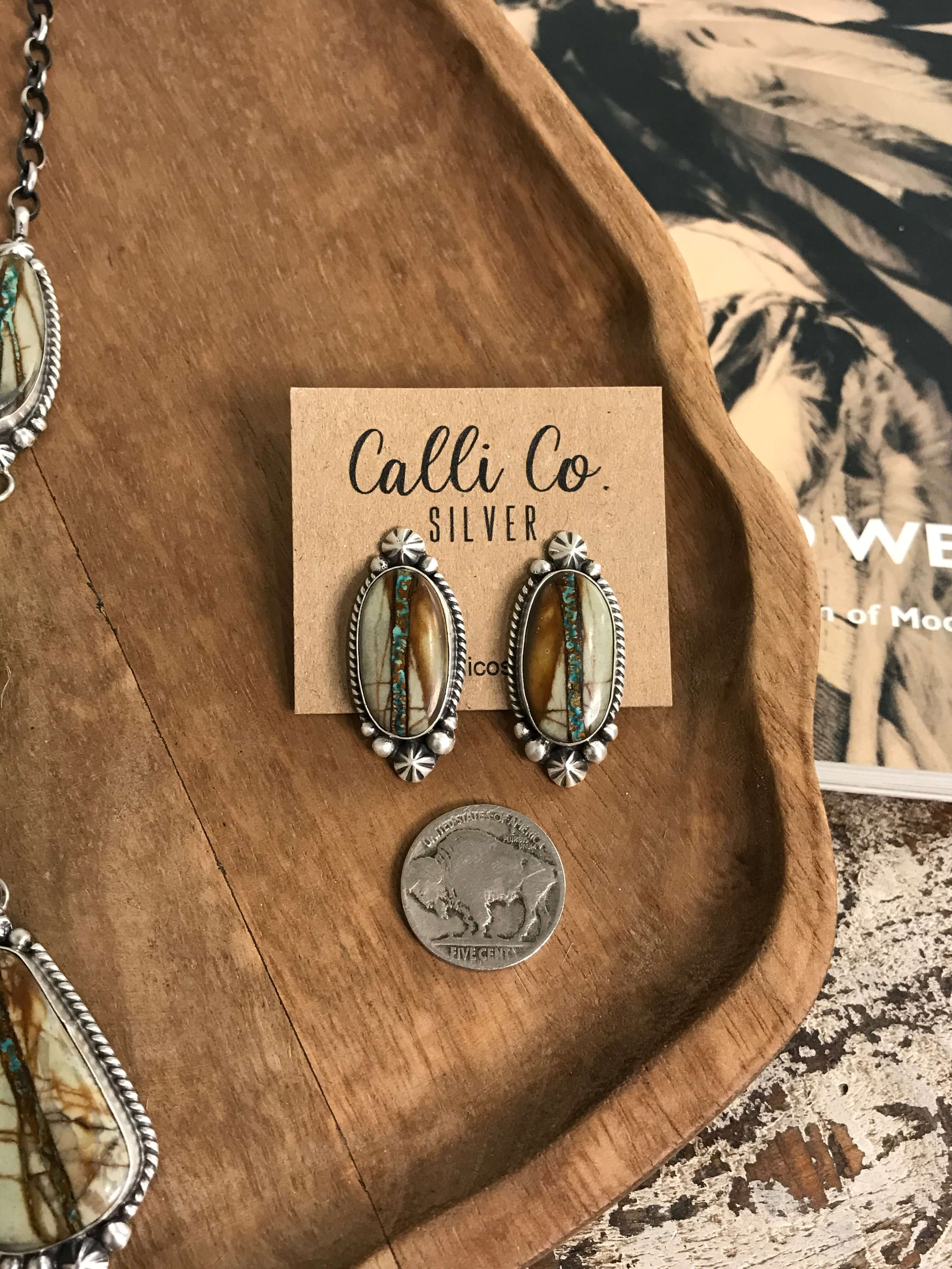 The Rio Lobo Lariat Necklace Set-Necklaces-Calli Co., Turquoise and Silver Jewelry, Native American Handmade, Zuni Tribe, Navajo Tribe, Brock Texas