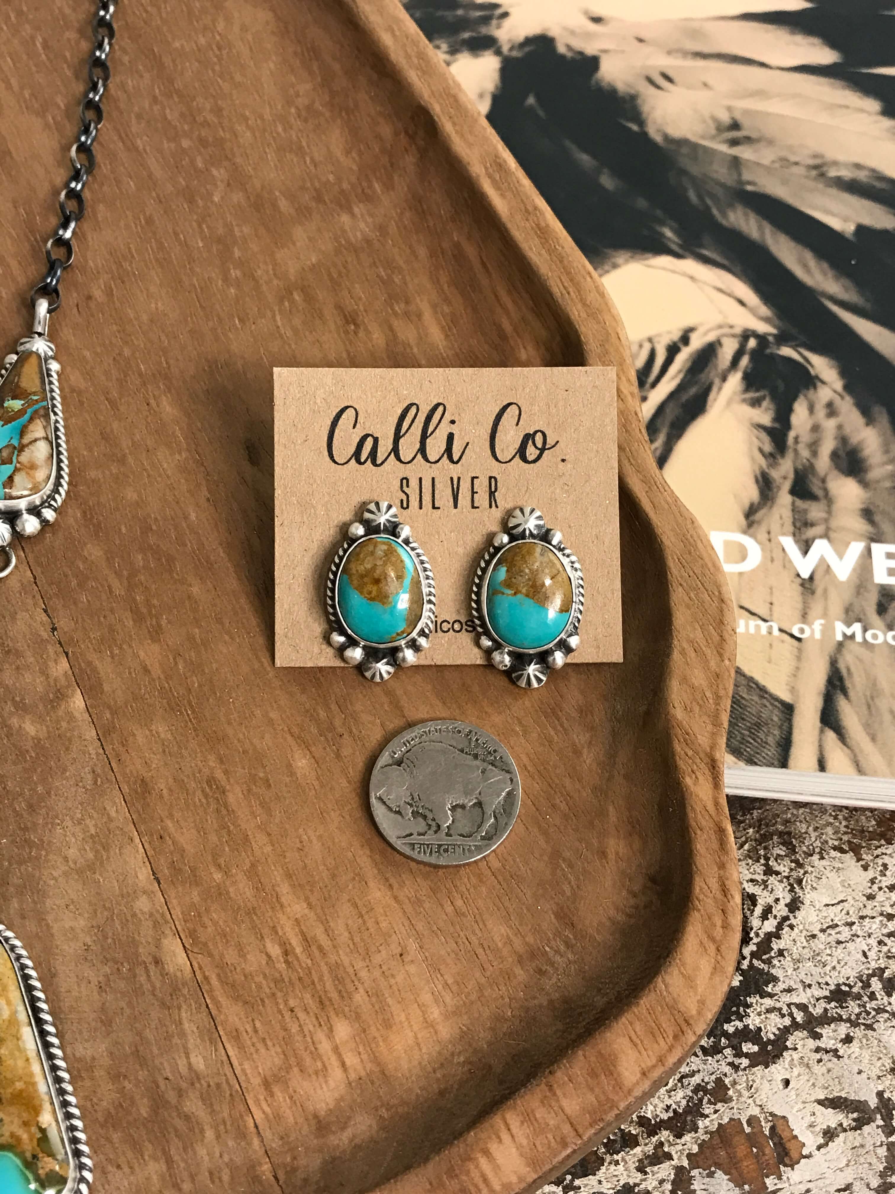 The Hillcrest Lariat Necklace Set-Necklaces-Calli Co., Turquoise and Silver Jewelry, Native American Handmade, Zuni Tribe, Navajo Tribe, Brock Texas