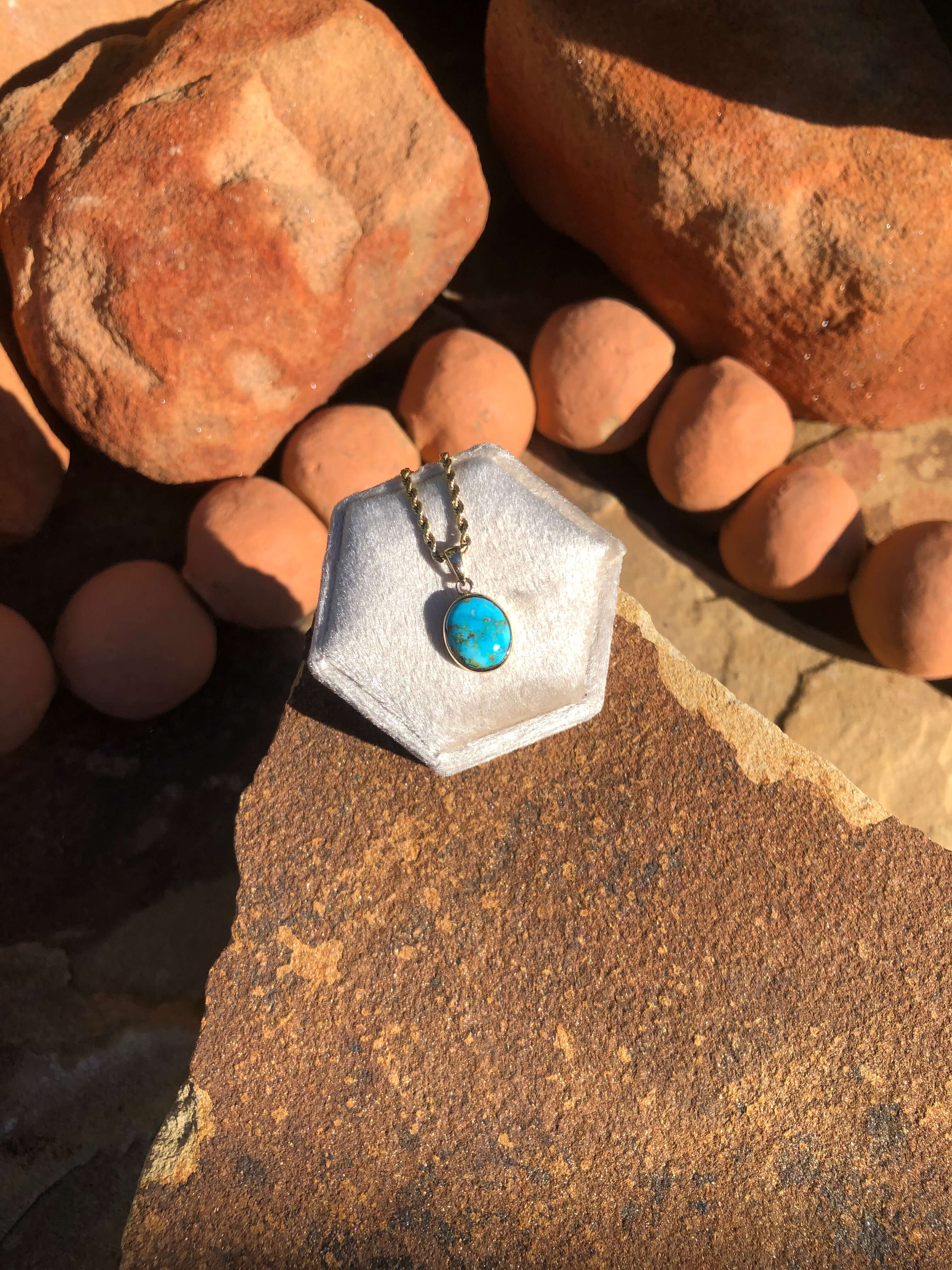 The Nordic 14k and Turquoise Pendant, 6-Pendants-Calli Co., Turquoise and Silver Jewelry, Native American Handmade, Zuni Tribe, Navajo Tribe, Brock Texas