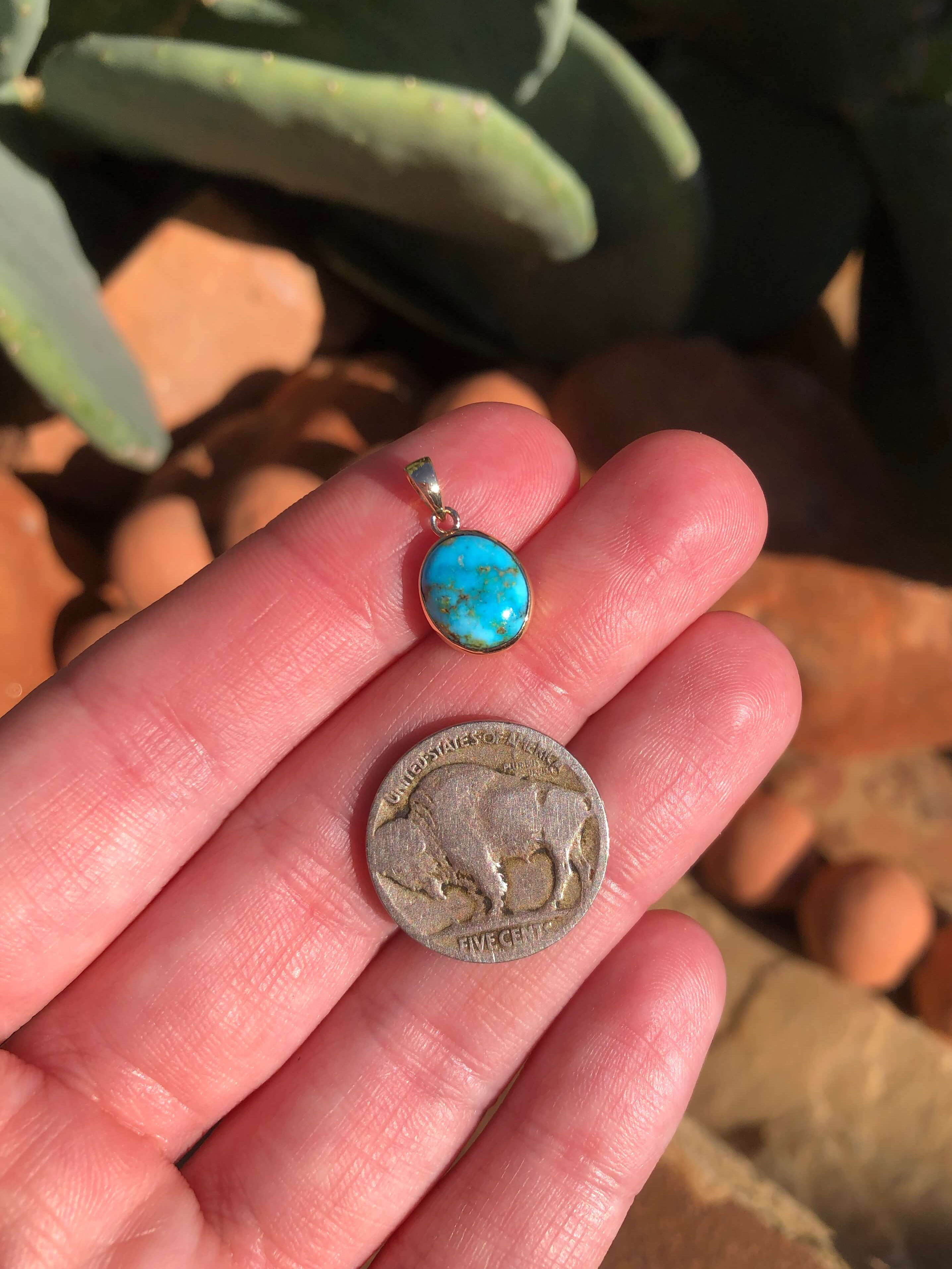 The Nordic 14k and Turquoise Pendant, 6-Pendants-Calli Co., Turquoise and Silver Jewelry, Native American Handmade, Zuni Tribe, Navajo Tribe, Brock Texas