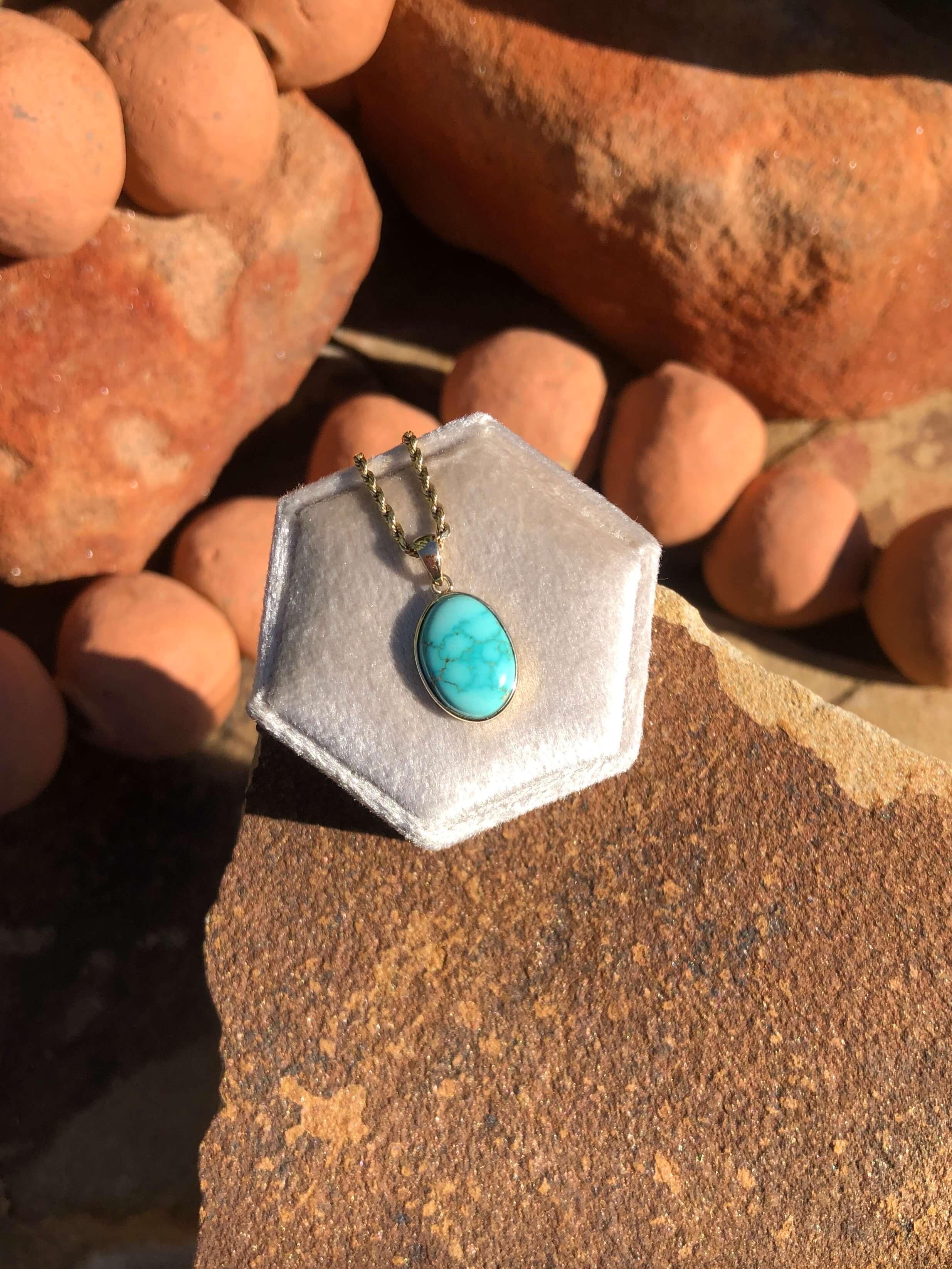 The Nordic 14k and Turquoise Pendant, 7-Pendants-Calli Co., Turquoise and Silver Jewelry, Native American Handmade, Zuni Tribe, Navajo Tribe, Brock Texas