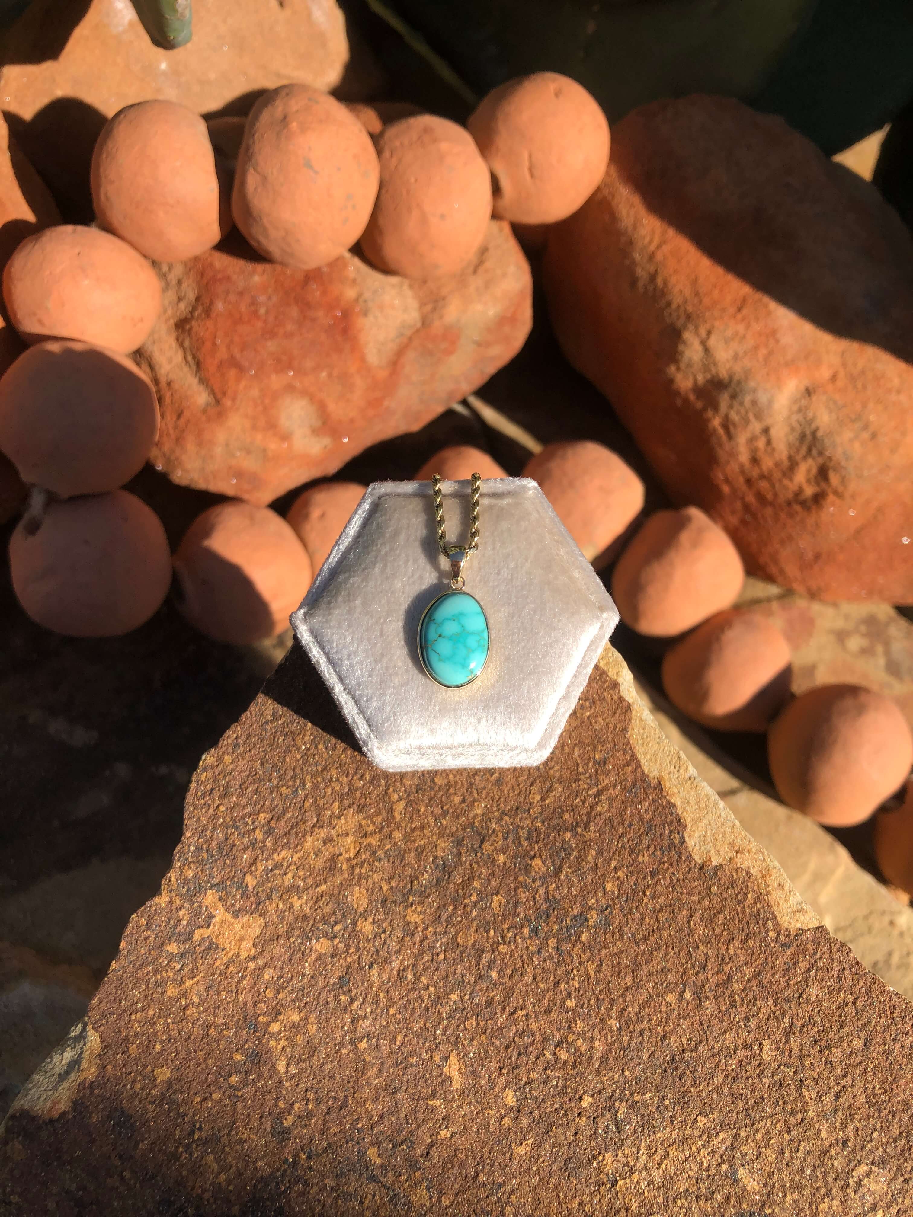 The Nordic 14k and Turquoise Pendant, 7-Pendants-Calli Co., Turquoise and Silver Jewelry, Native American Handmade, Zuni Tribe, Navajo Tribe, Brock Texas