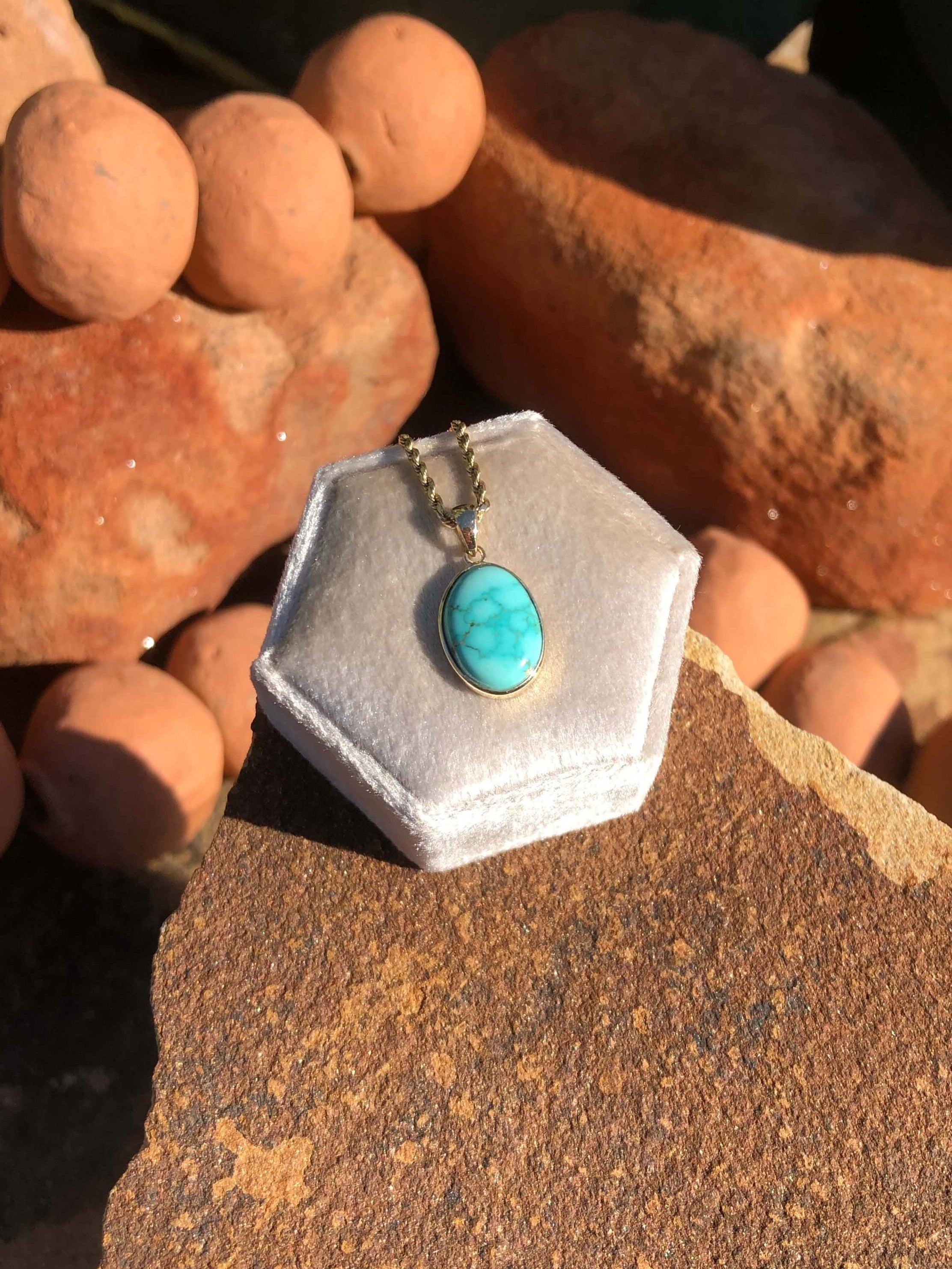 The Nordic 14k and Turquoise Pendant, 7-Pendants-Calli Co., Turquoise and Silver Jewelry, Native American Handmade, Zuni Tribe, Navajo Tribe, Brock Texas