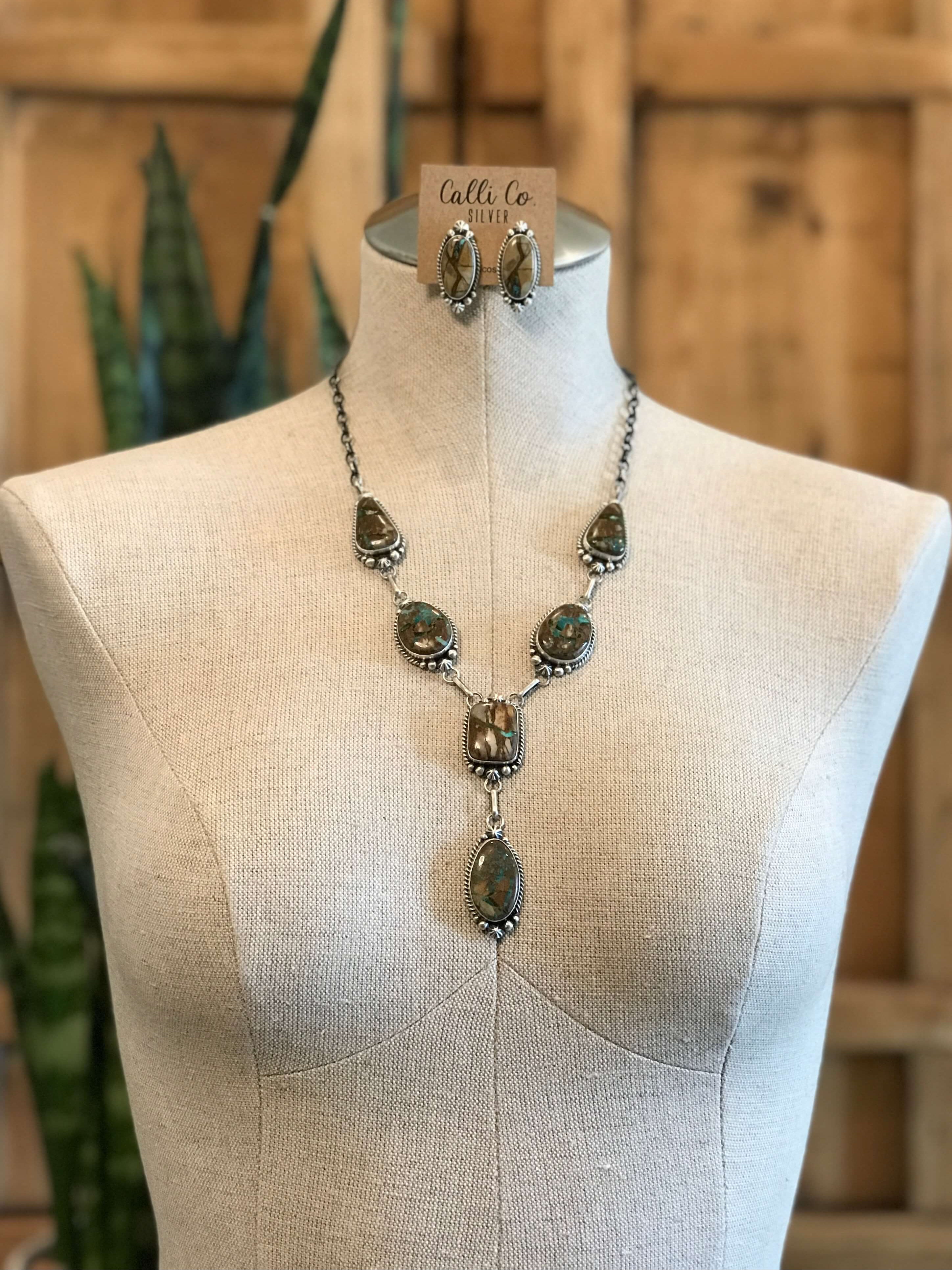 The Hartley Lariat Necklace Set-Necklaces-Calli Co., Turquoise and Silver Jewelry, Native American Handmade, Zuni Tribe, Navajo Tribe, Brock Texas