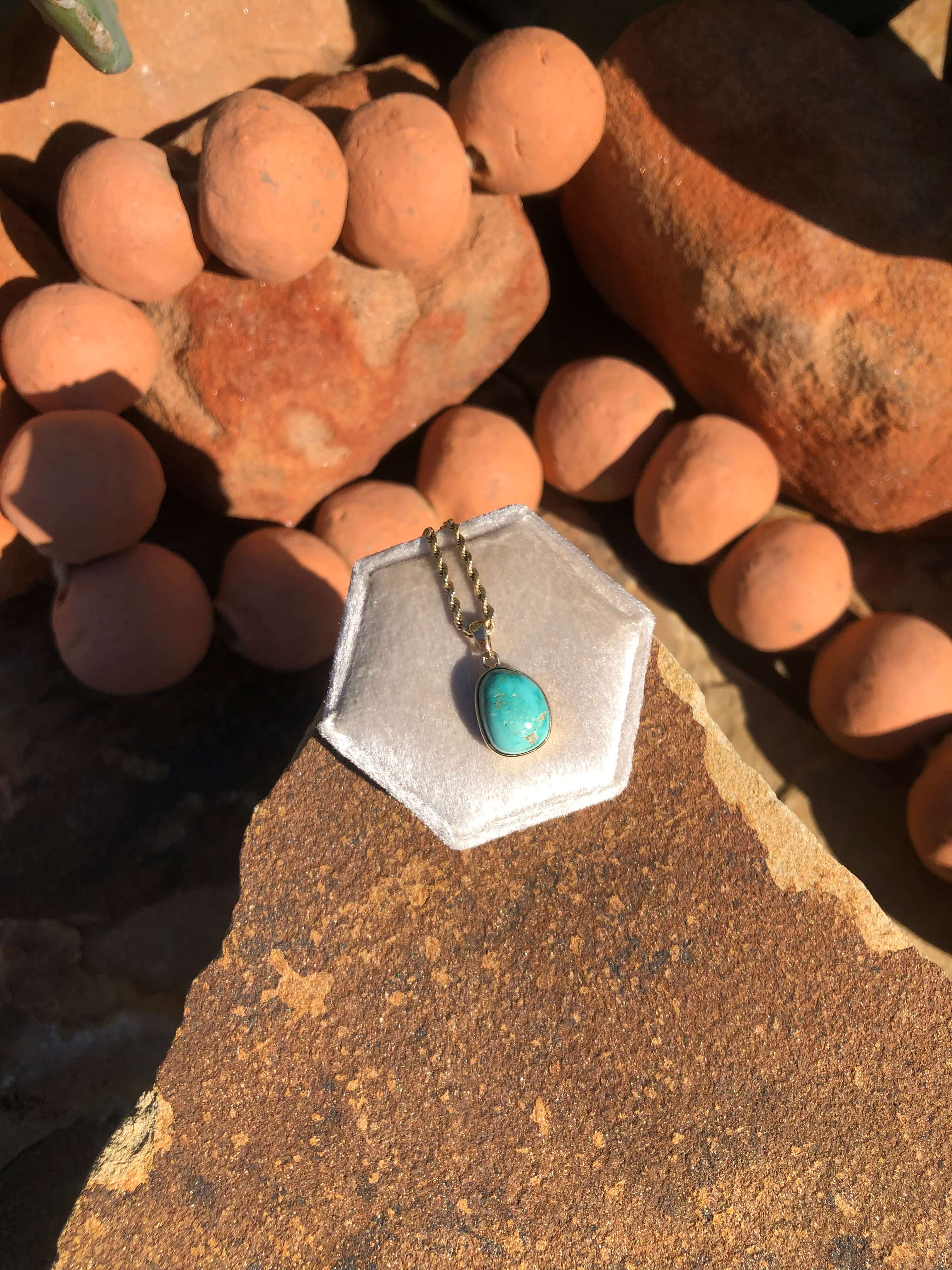 The Nordic 14k and Turquoise Pendant, 8-Pendants-Calli Co., Turquoise and Silver Jewelry, Native American Handmade, Zuni Tribe, Navajo Tribe, Brock Texas