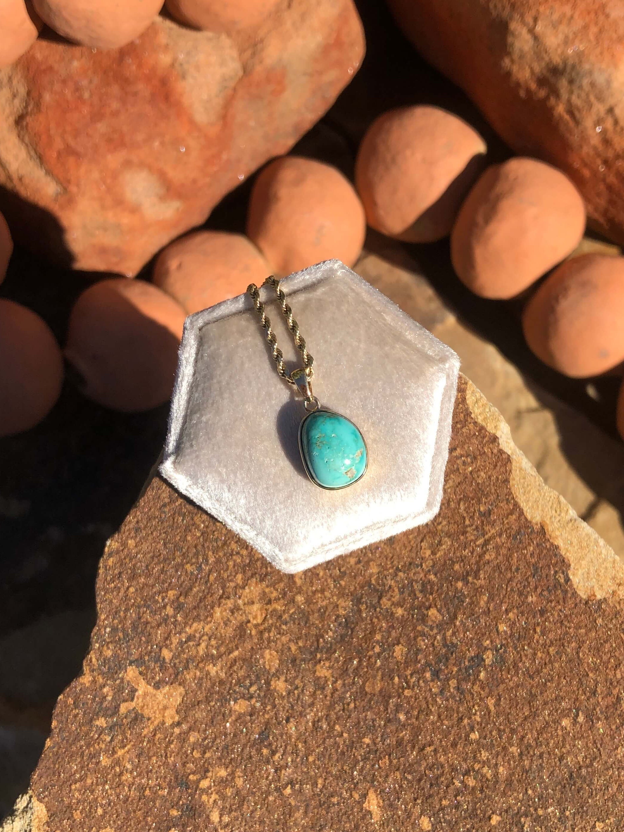 The Nordic 14k and Turquoise Pendant, 8-Pendants-Calli Co., Turquoise and Silver Jewelry, Native American Handmade, Zuni Tribe, Navajo Tribe, Brock Texas