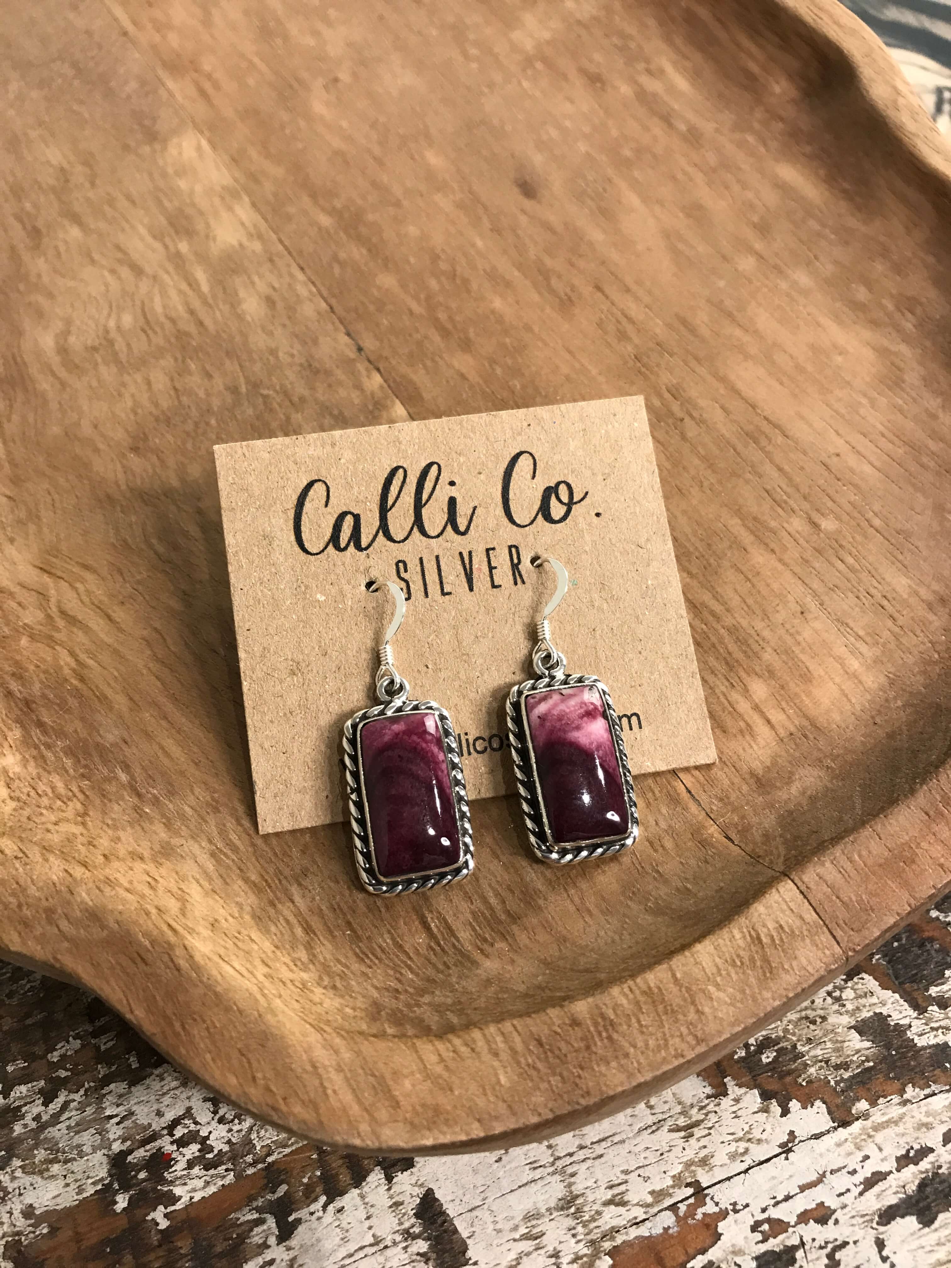 The Spiny Dangle Earrings, 1-Earrings-Calli Co., Turquoise and Silver Jewelry, Native American Handmade, Zuni Tribe, Navajo Tribe, Brock Texas