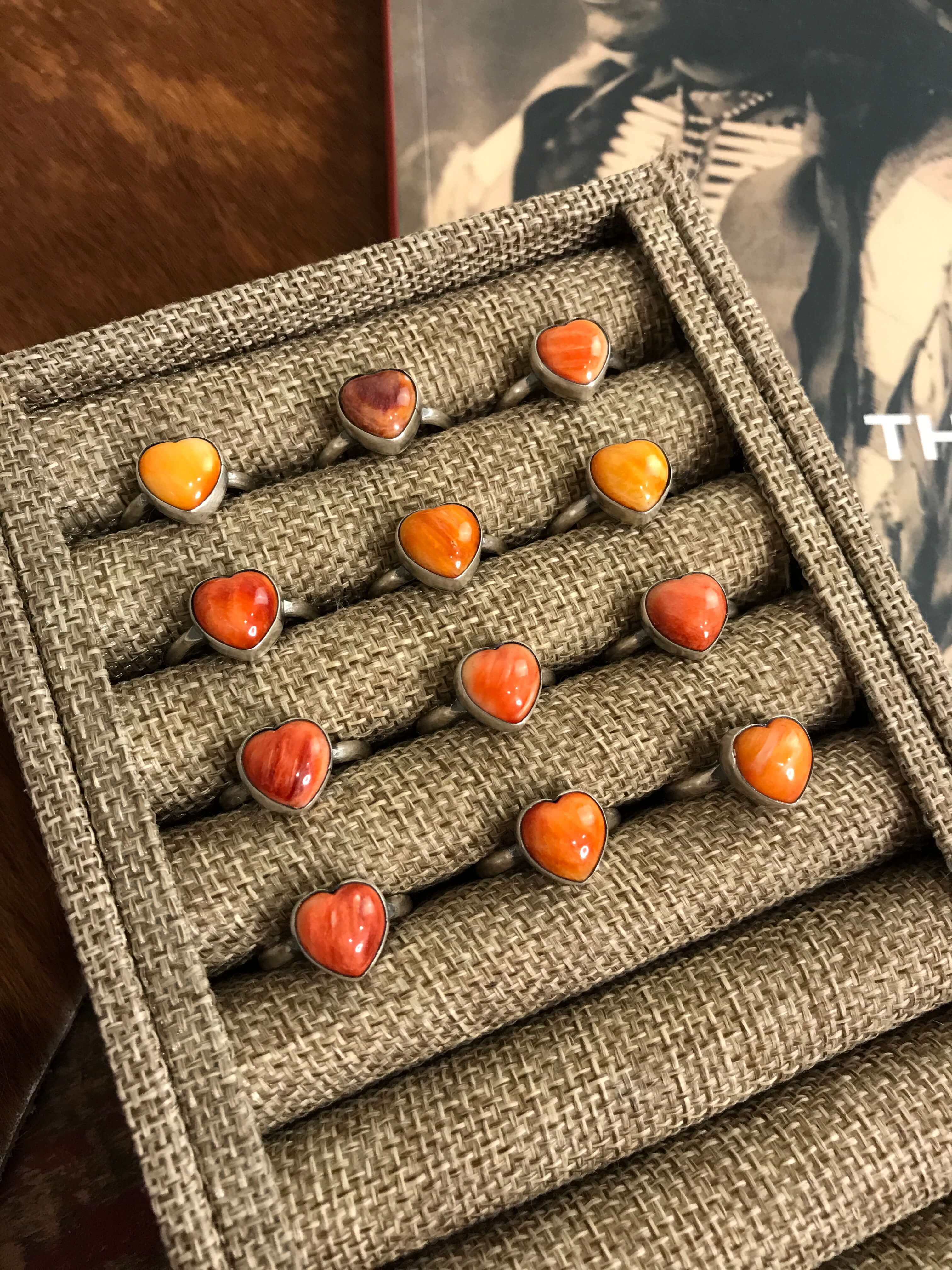 The Jojo Heart Rings-Rings-Calli Co., Turquoise and Silver Jewelry, Native American Handmade, Zuni Tribe, Navajo Tribe, Brock Texas