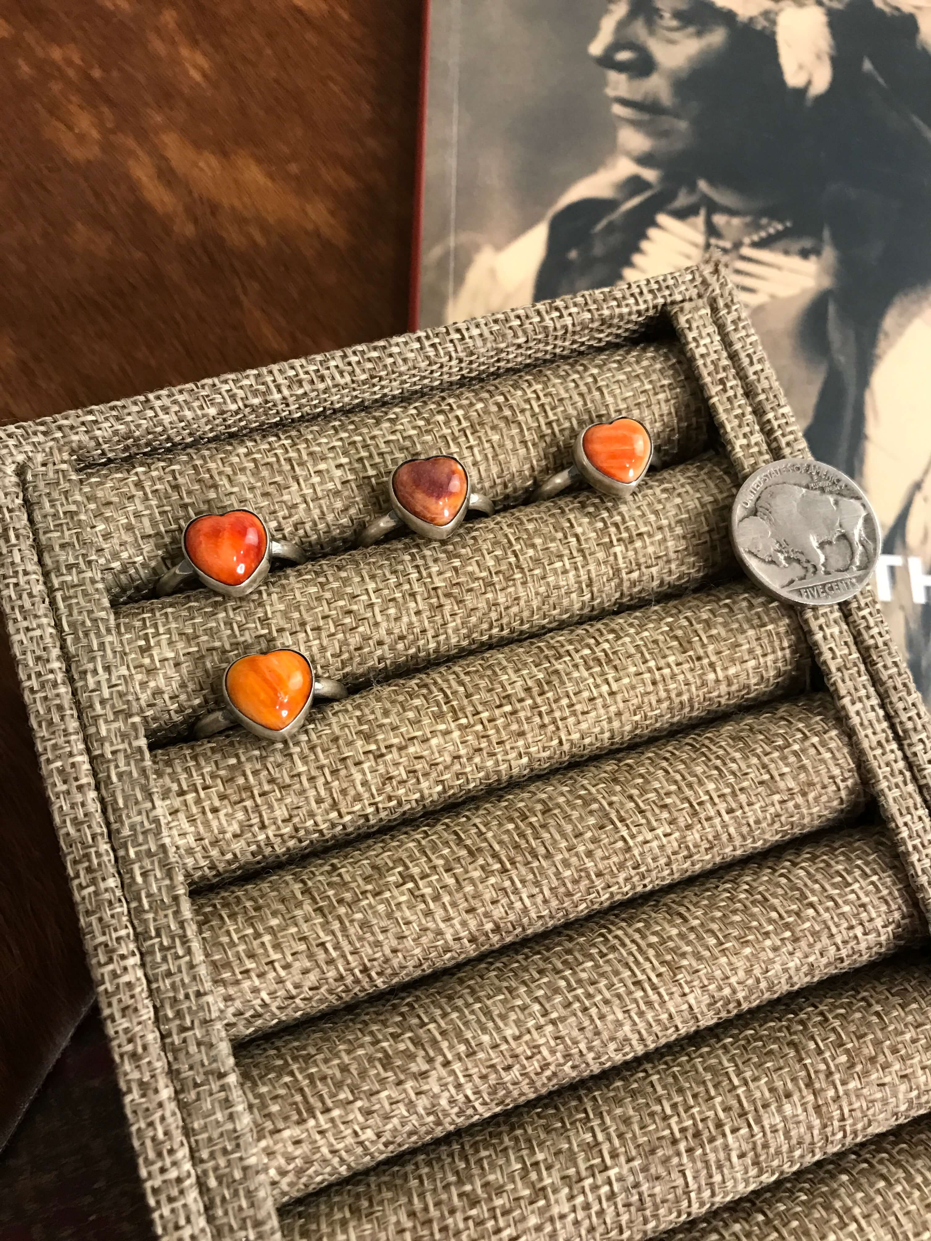 The Jojo Heart Rings-Rings-Calli Co., Turquoise and Silver Jewelry, Native American Handmade, Zuni Tribe, Navajo Tribe, Brock Texas