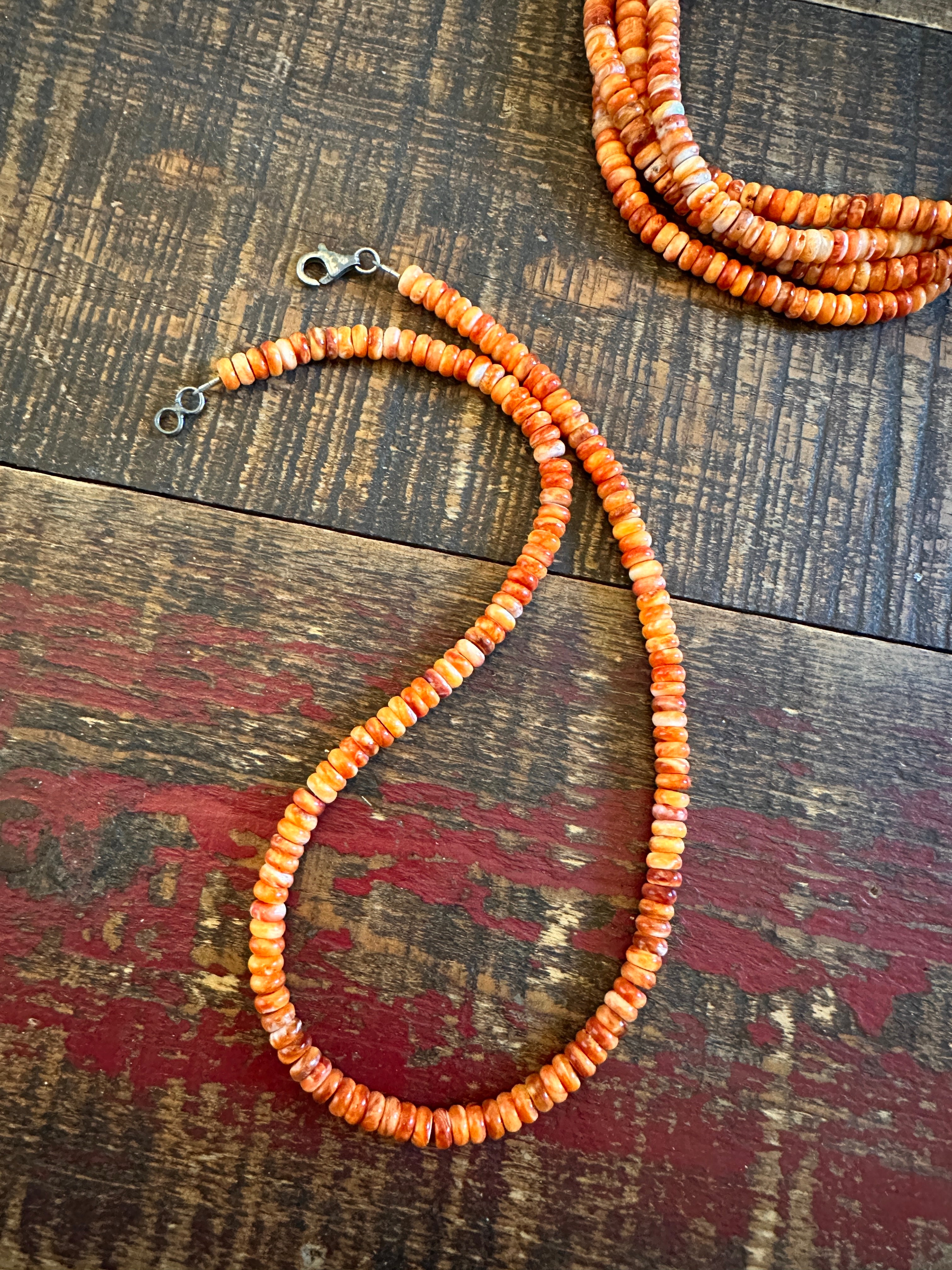 The Uppsala Necklace in Orange Spiny-Necklaces-Calli Co., Turquoise and Silver Jewelry, Native American Handmade, Zuni Tribe, Navajo Tribe, Brock Texas