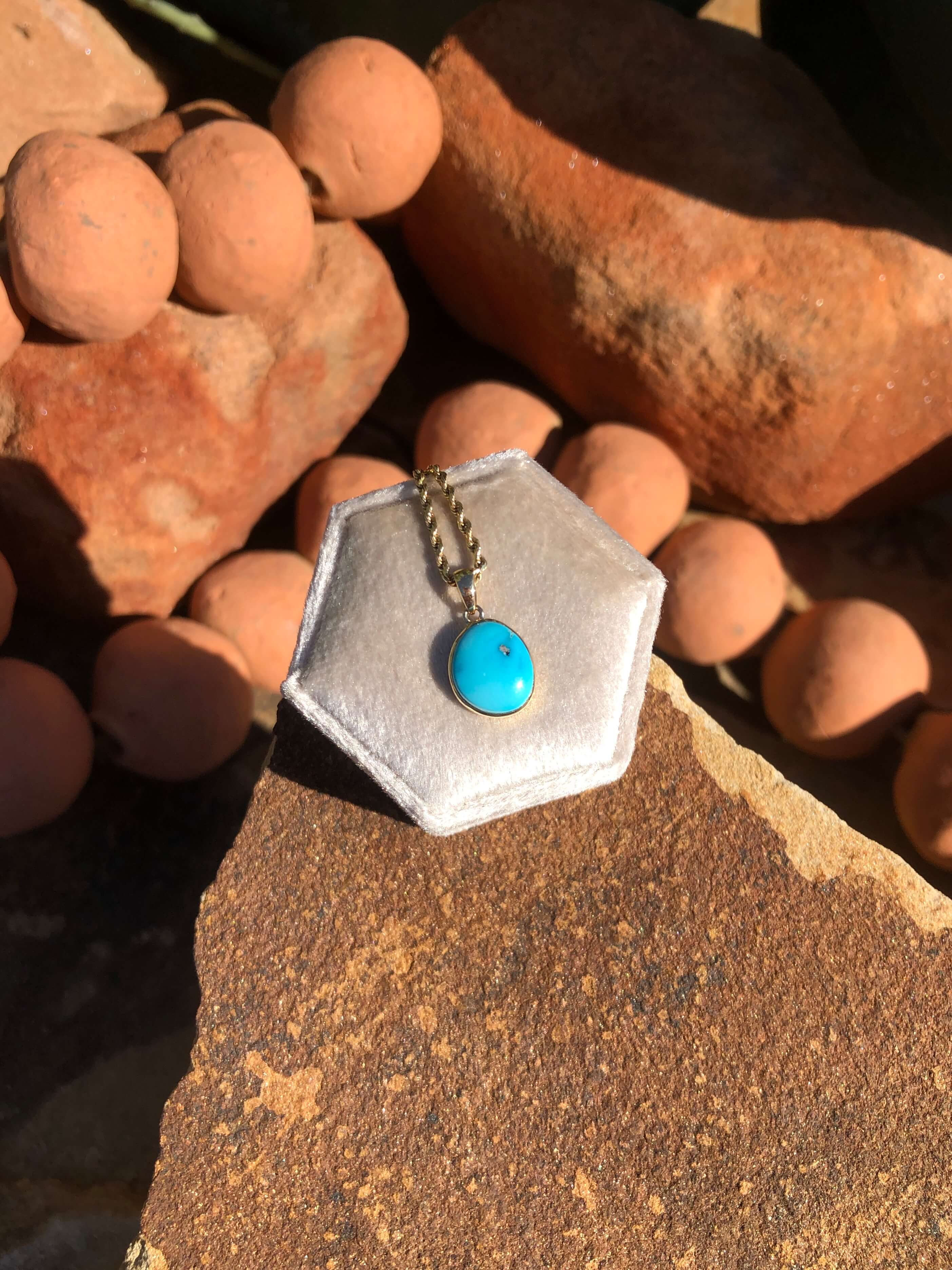 The Nordic 14k and Turquoise Pendant, 9-Pendants-Calli Co., Turquoise and Silver Jewelry, Native American Handmade, Zuni Tribe, Navajo Tribe, Brock Texas