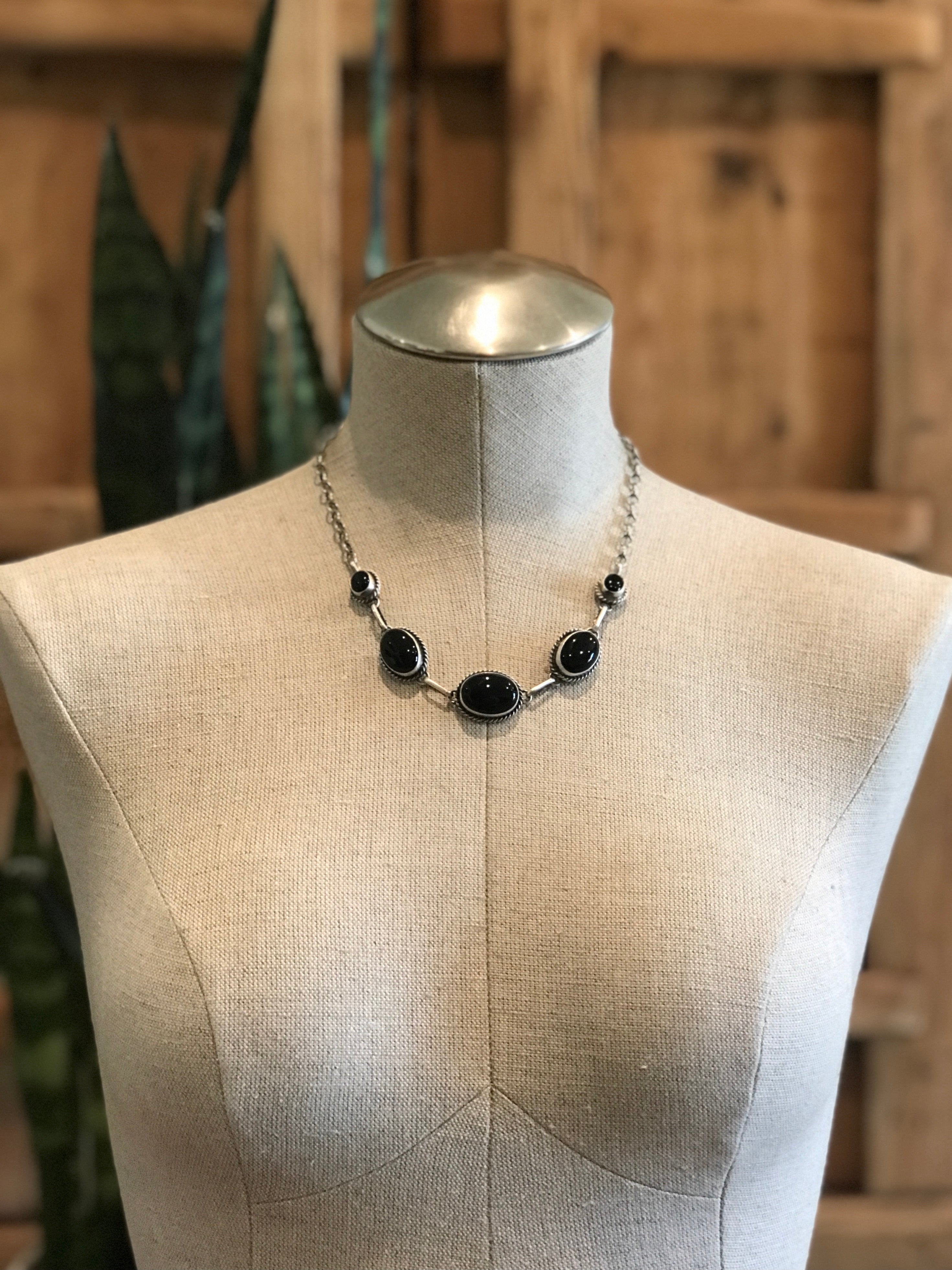 The Kelowna Statement Necklace-Necklaces-Calli Co., Turquoise and Silver Jewelry, Native American Handmade, Zuni Tribe, Navajo Tribe, Brock Texas