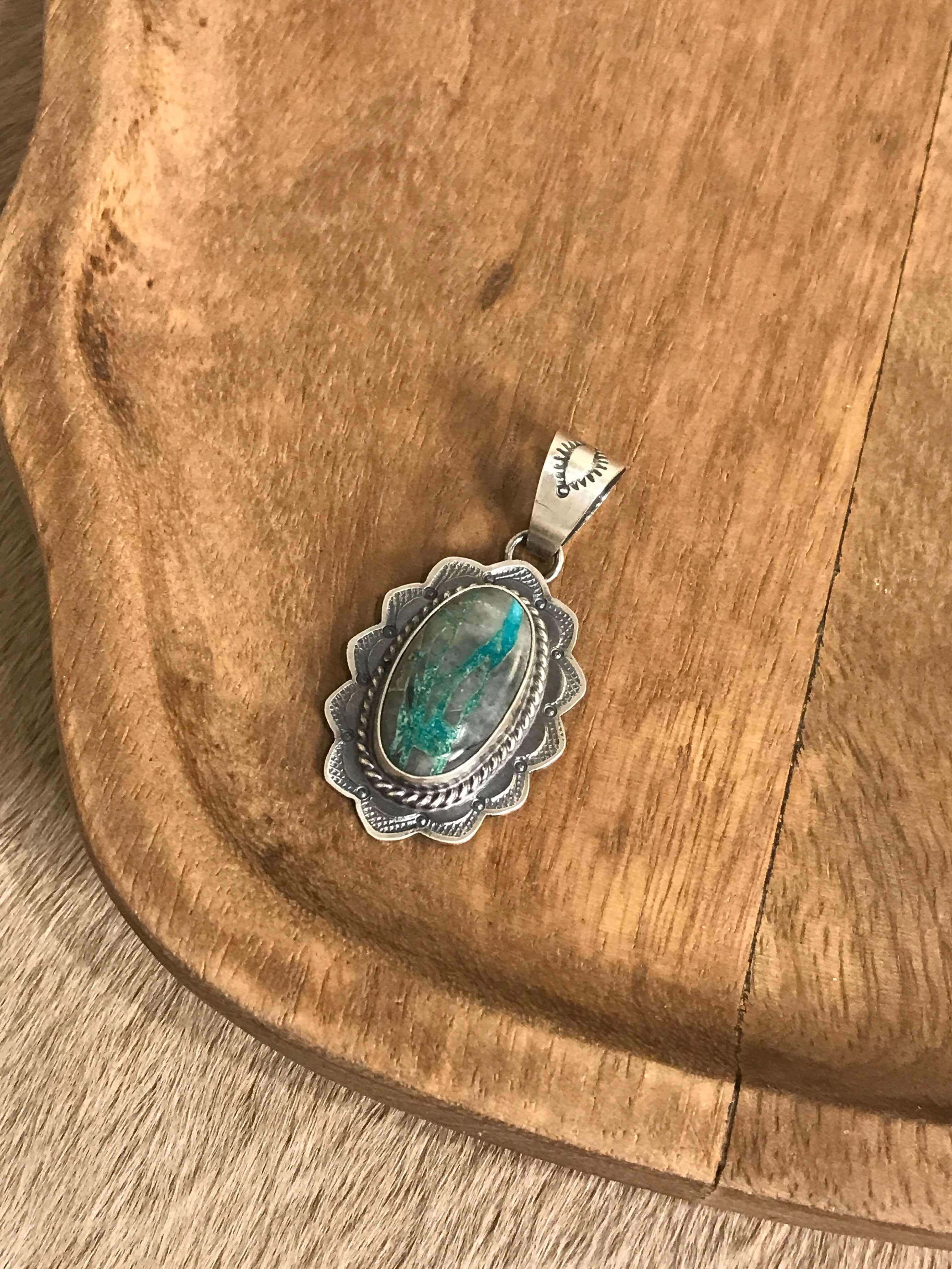 The Sycamore Turquoise Pendant, 4-Pendants-Calli Co., Turquoise and Silver Jewelry, Native American Handmade, Zuni Tribe, Navajo Tribe, Brock Texas