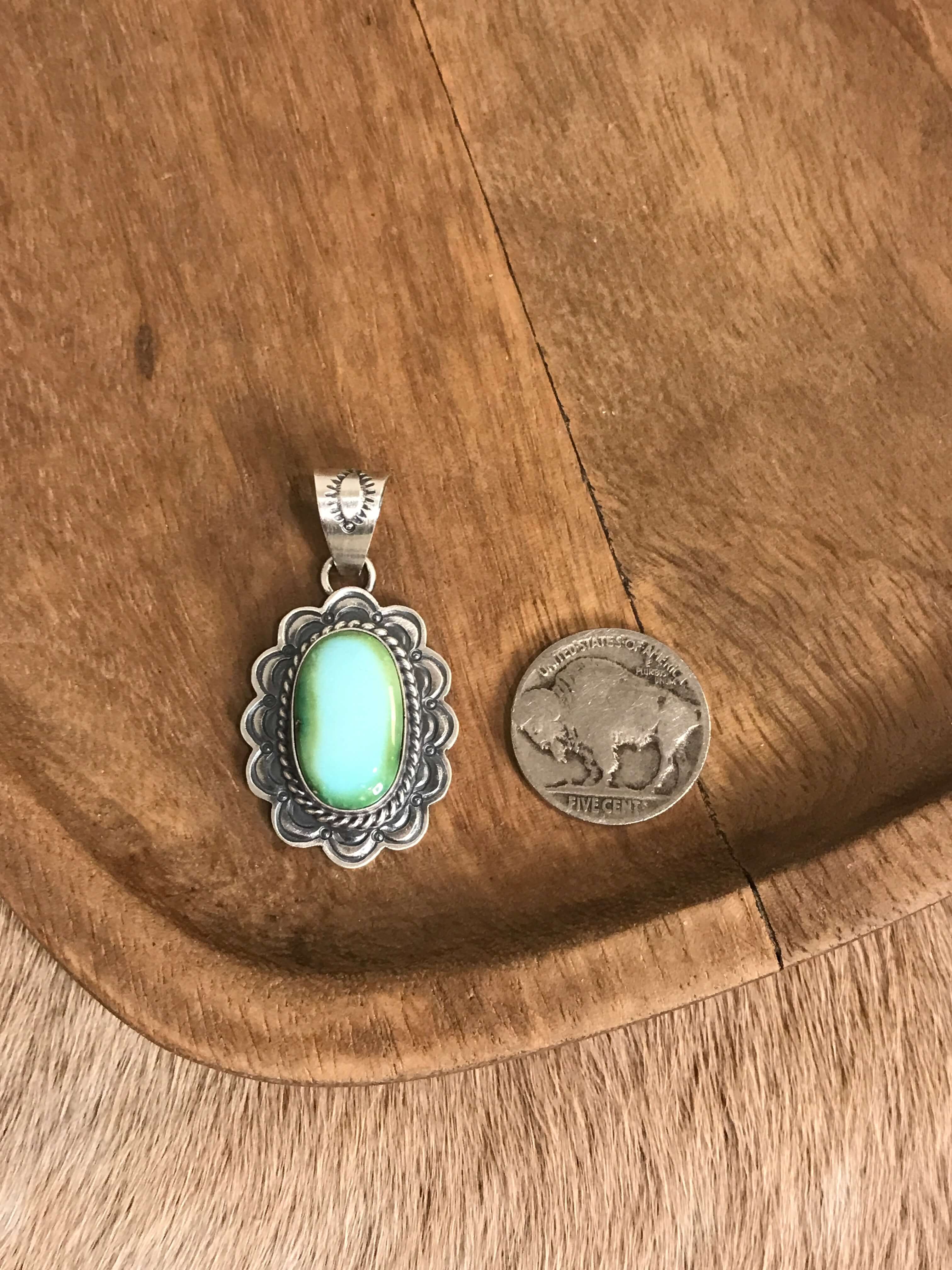 The Sycamore Turquoise Pendant, 5-Pendants-Calli Co., Turquoise and Silver Jewelry, Native American Handmade, Zuni Tribe, Navajo Tribe, Brock Texas