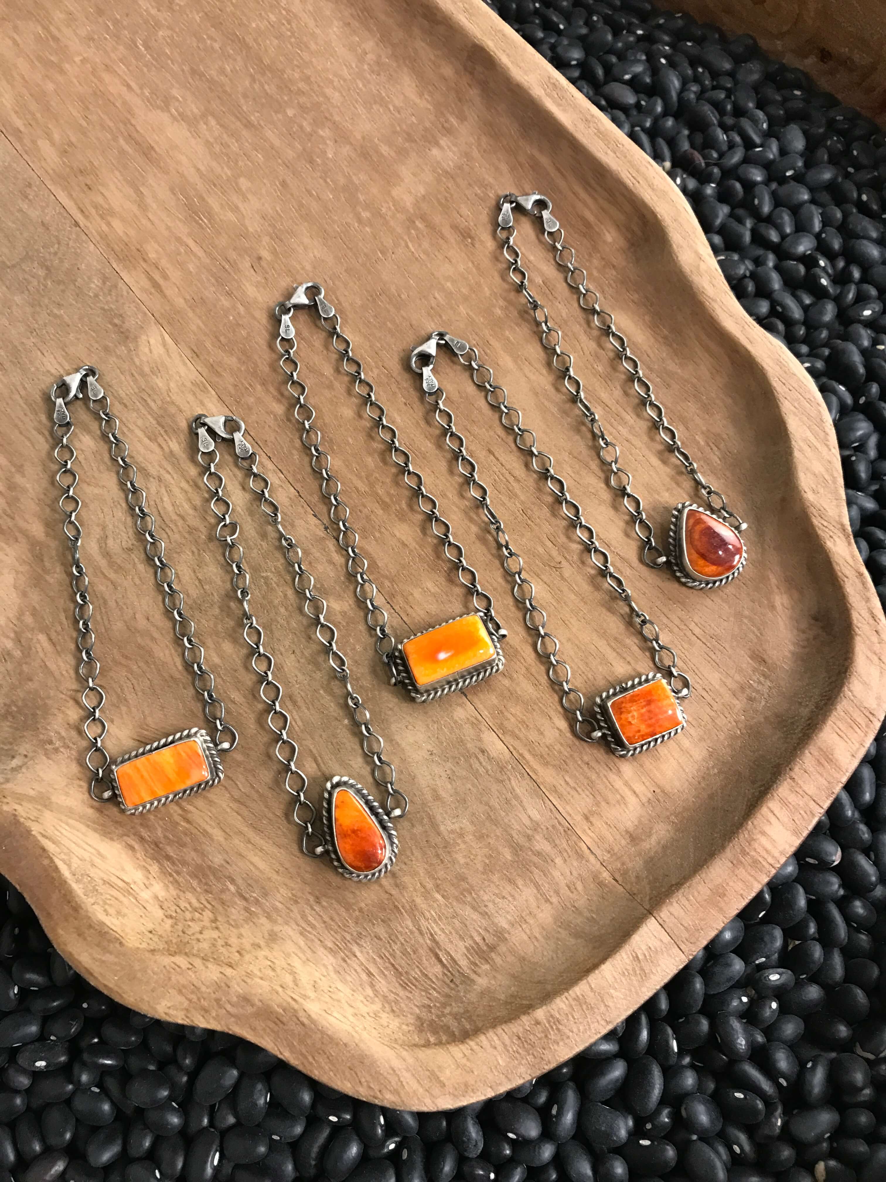 The Oriana Spiny Link Bracelets-Bracelets & Cuffs-Calli Co., Turquoise and Silver Jewelry, Native American Handmade, Zuni Tribe, Navajo Tribe, Brock Texas