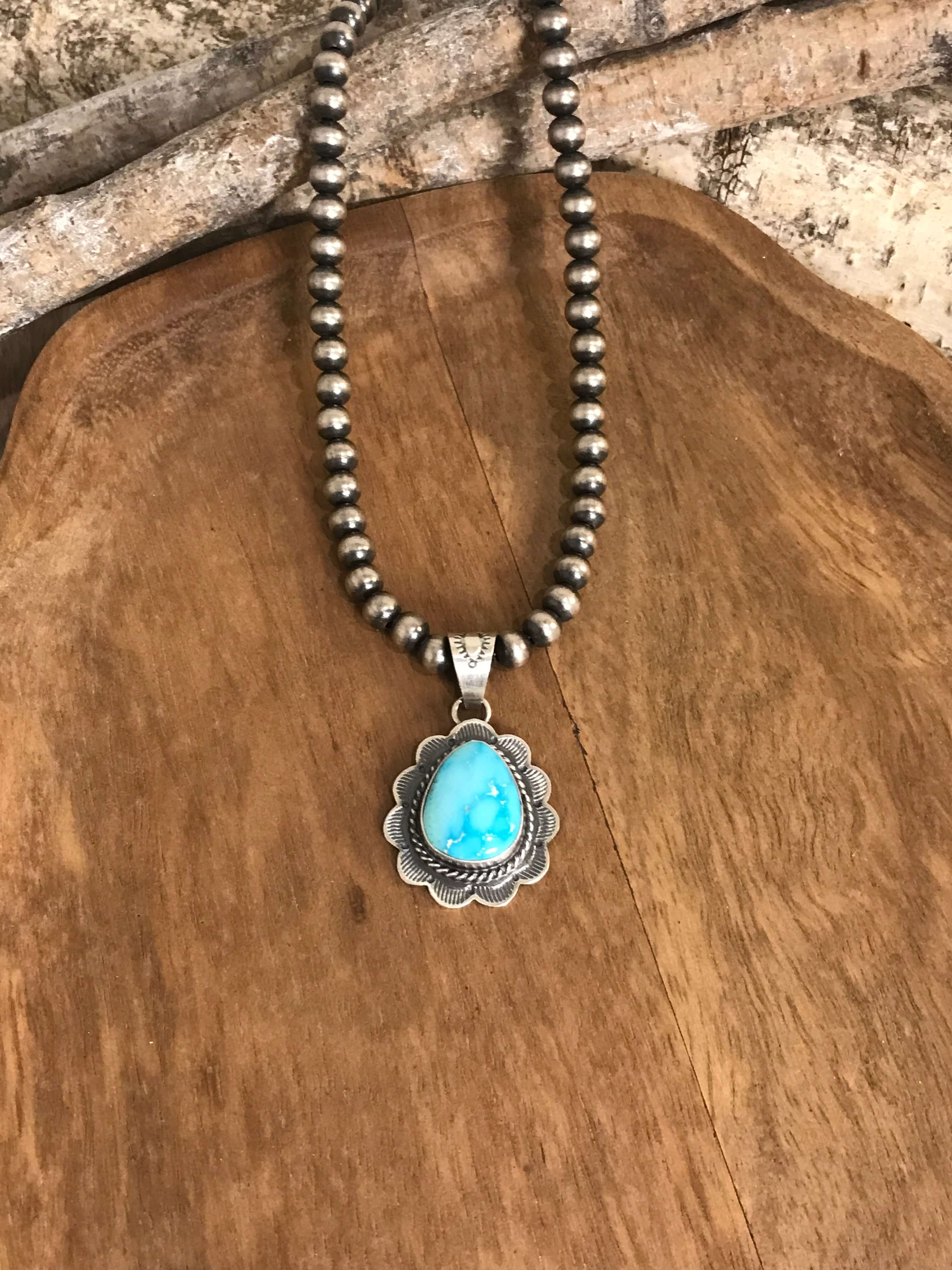The Sycamore Turquoise Pendant, 6-Pendants-Calli Co., Turquoise and Silver Jewelry, Native American Handmade, Zuni Tribe, Navajo Tribe, Brock Texas