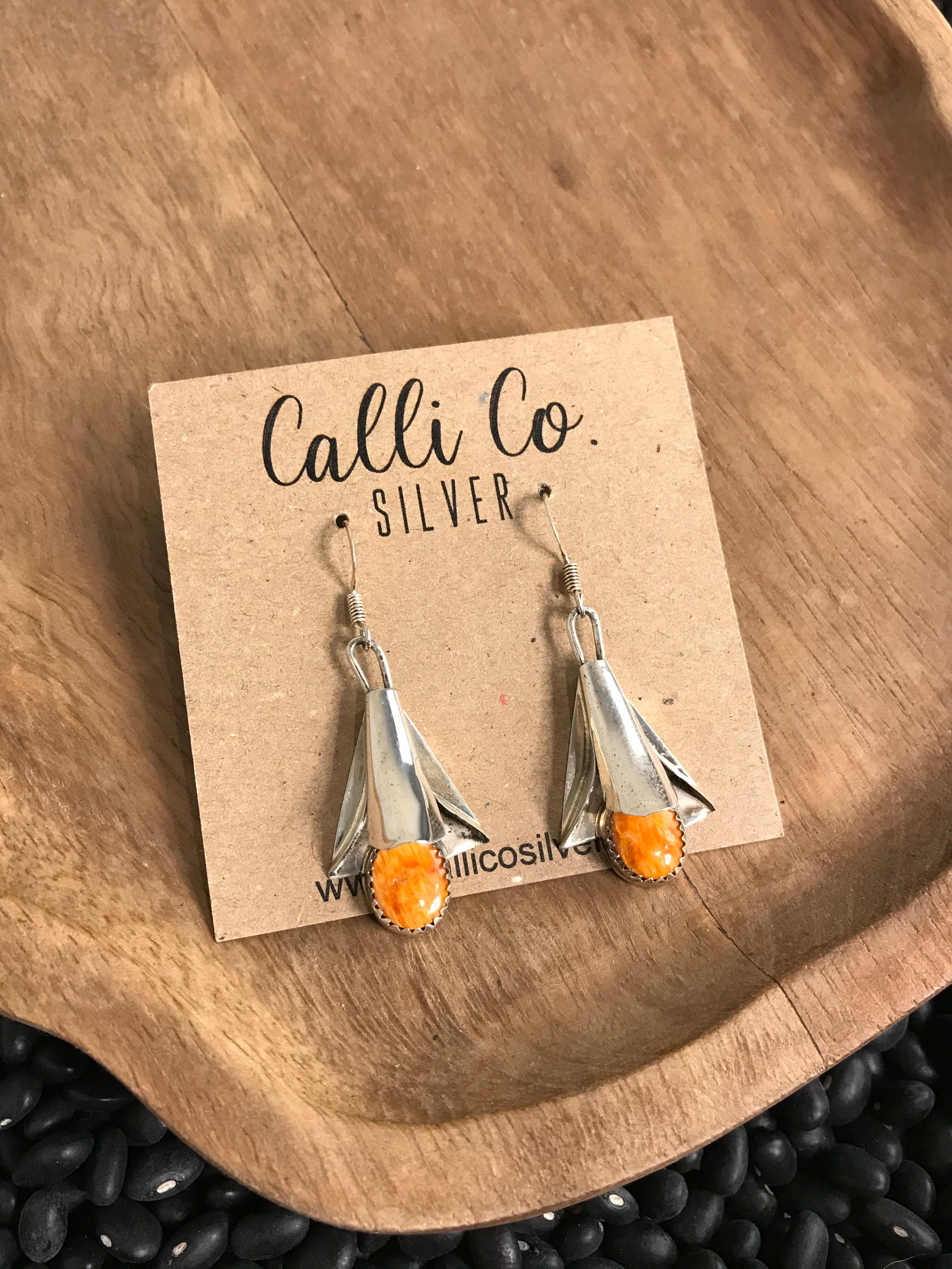 The Spiny Blossom Dangles-Earrings-Calli Co., Turquoise and Silver Jewelry, Native American Handmade, Zuni Tribe, Navajo Tribe, Brock Texas