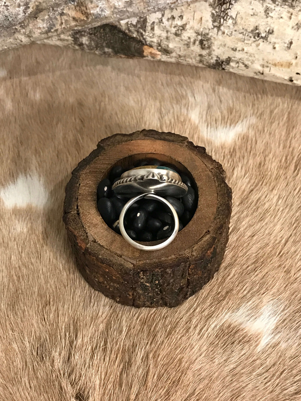 The Tishomingo Turquoise Adjustable Ring, 3-Rings-Calli Co., Turquoise and Silver Jewelry, Native American Handmade, Zuni Tribe, Navajo Tribe, Brock Texas